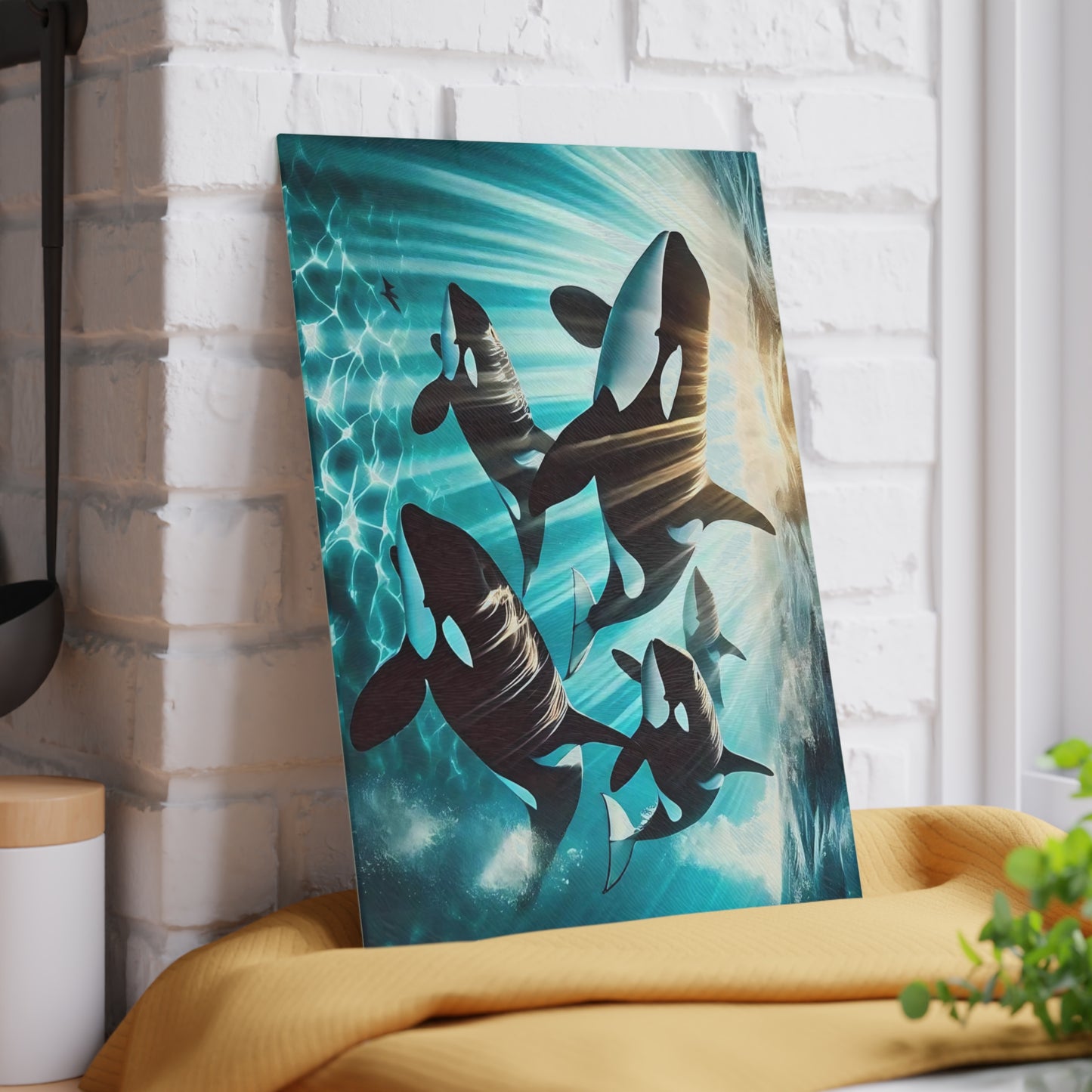 🐋✨ Orca Pod Cutting Board – Ocean Majesty for Your Kitchen 🌊