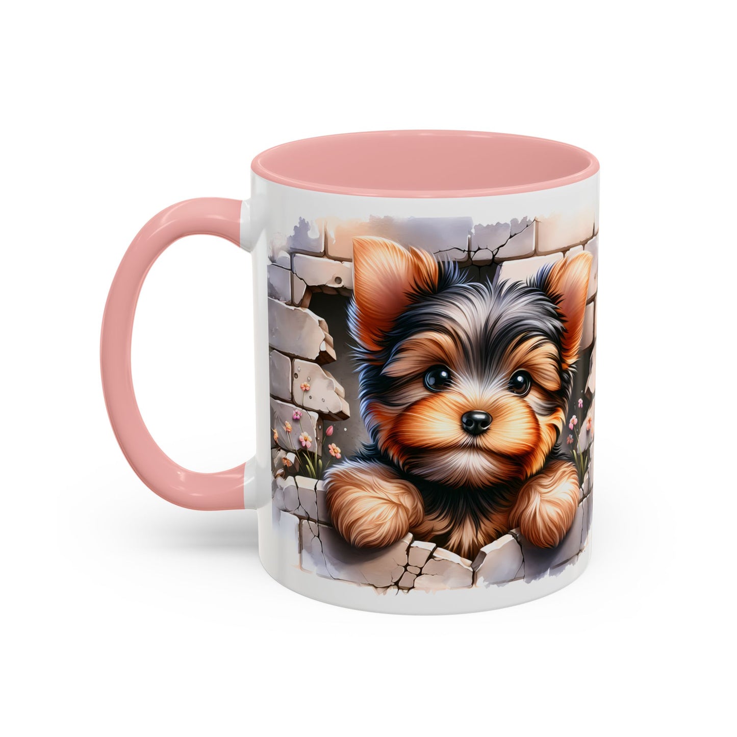🎀🐶 Yorkie Puppy Accent Mug – Cute Peek-Through Dog Design for Animal Lovers ☕💖