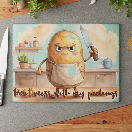 🥔 Don’t Mess With My Peelings – Funny Potato Cutting Board
