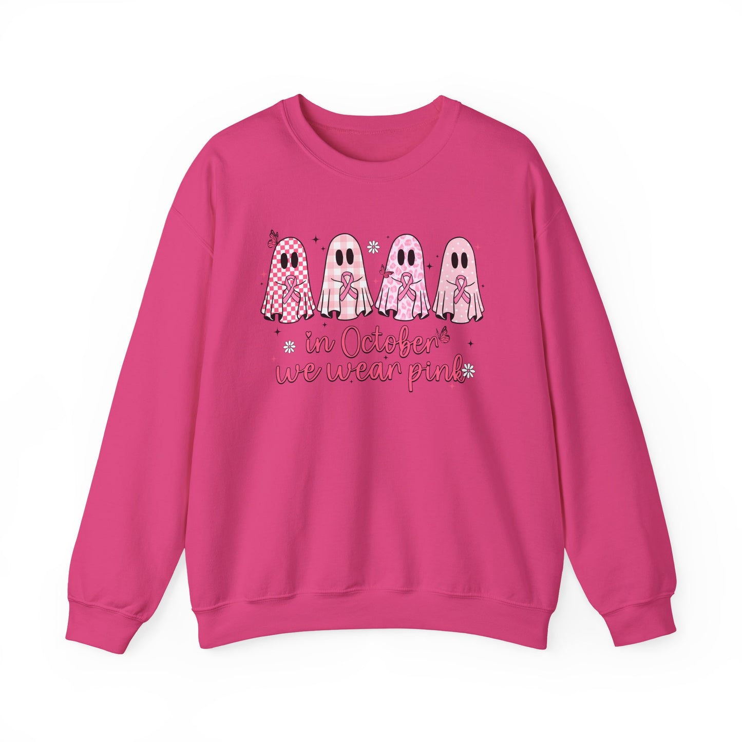 🎀👻 In October We Wear Pink Sweatshirt – Breast Cancer Awareness Halloween Ghosts