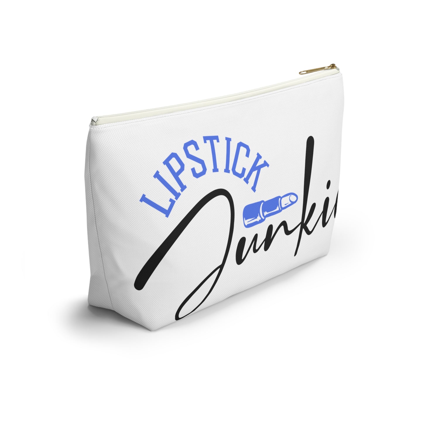 Accessory Pouch – "Lipstick Junkie" Blue Makeup Bag