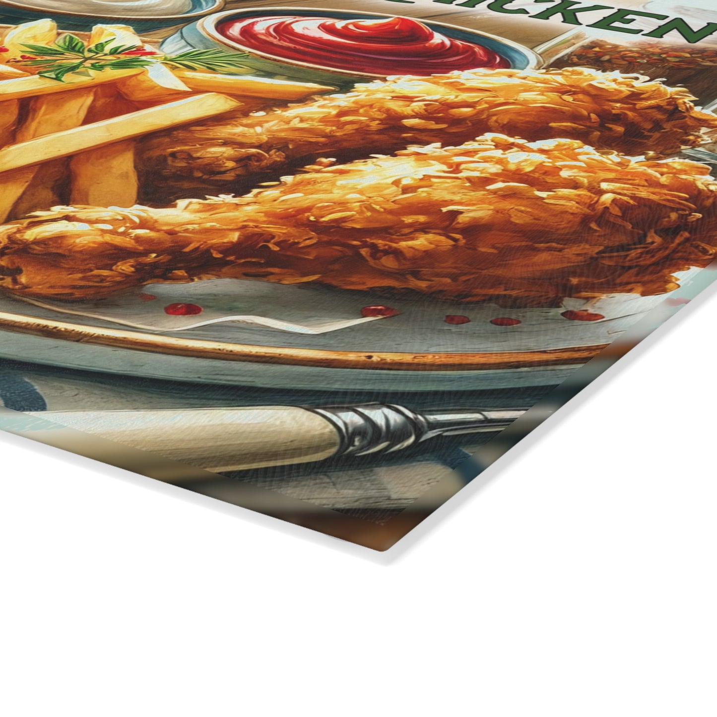 🍗 Crispy Fried Chicken Recipe – Southern Kitchen Charm Glass Cutting Board