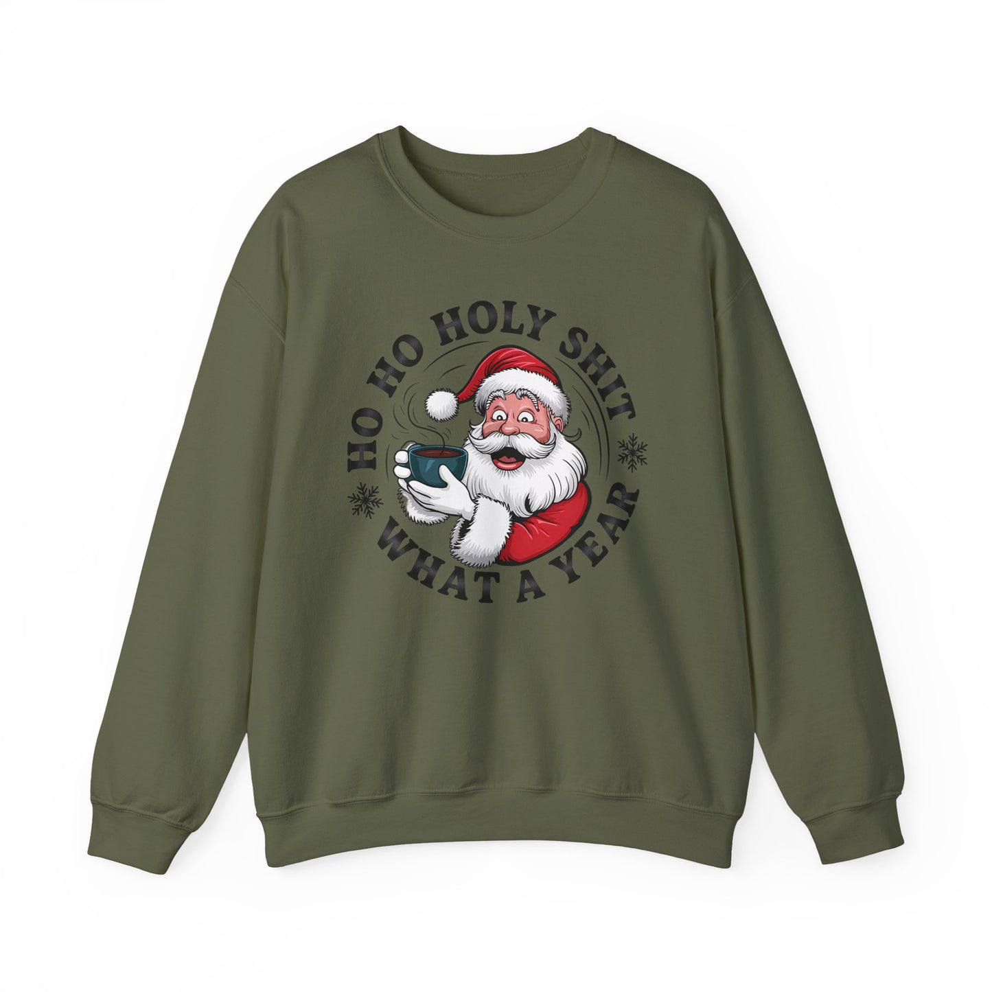 🎅☕ Ho Ho Holy Sh*t—What a Year! Santa Coffee Sweatshirt 🎄🔥
