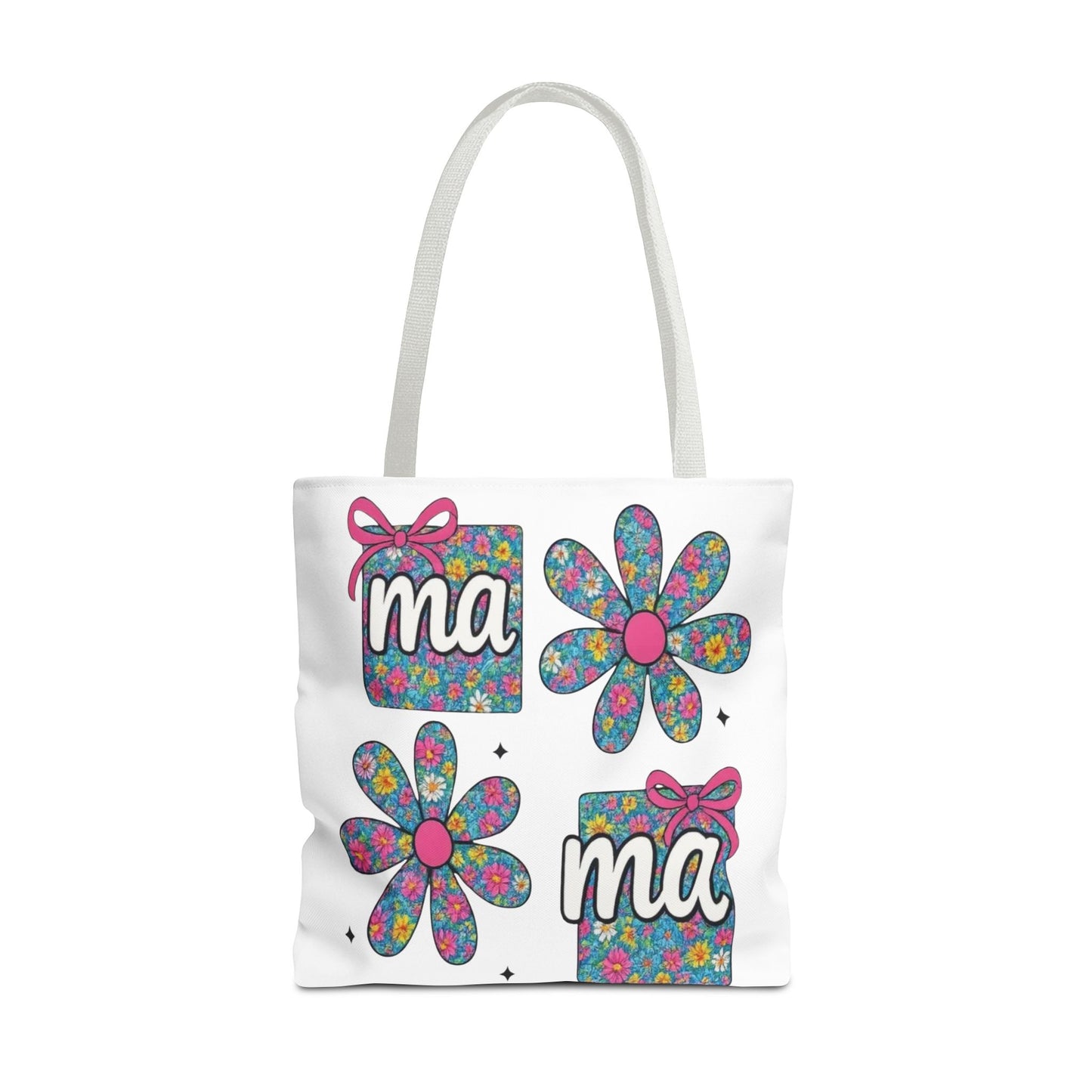 Bolso Tote Floral "ma": Un Accesorio Divertido y Brillante para Mamá