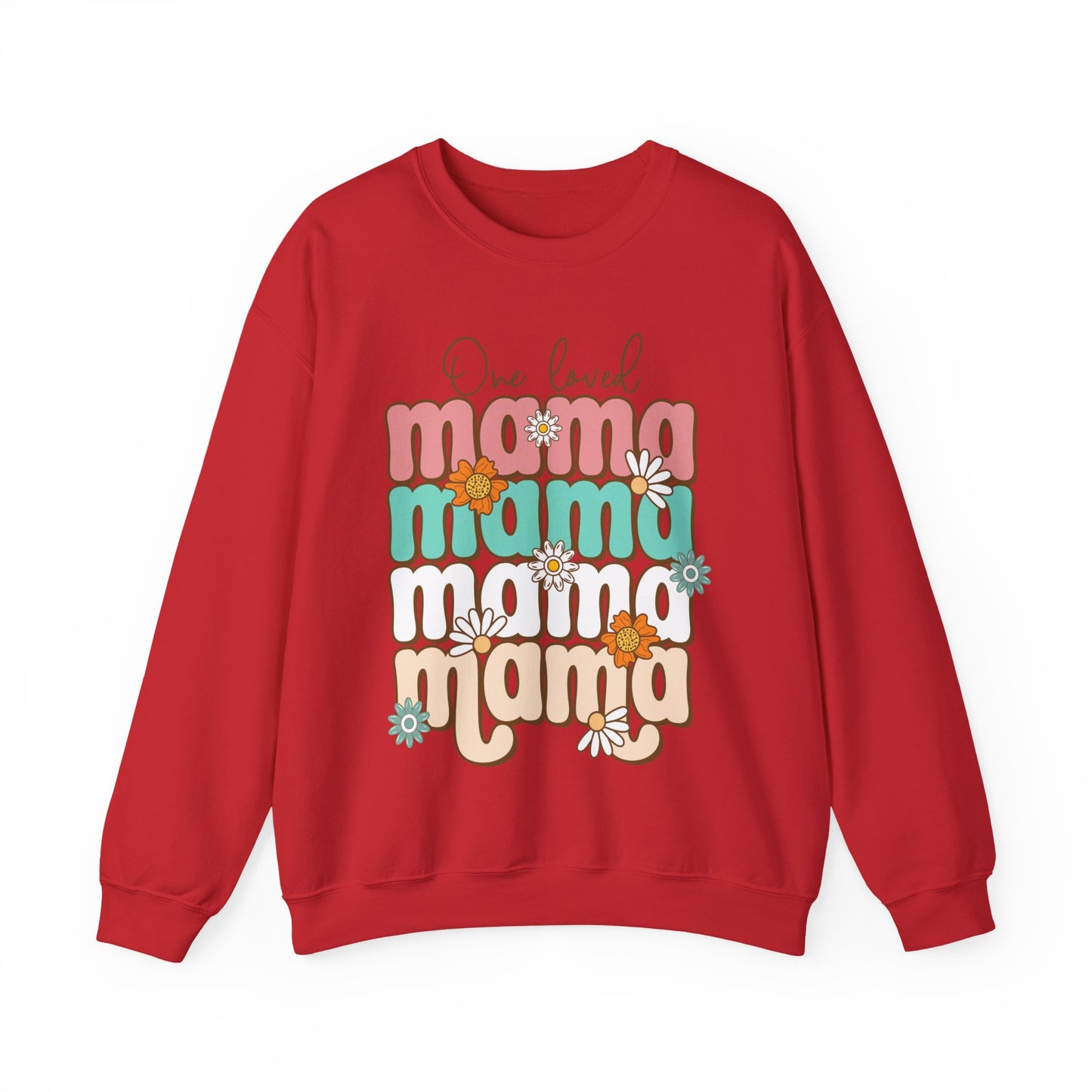 🌼💖 One Loved Mama Sweatshirt – Retro Floral Motherhood Crewneck