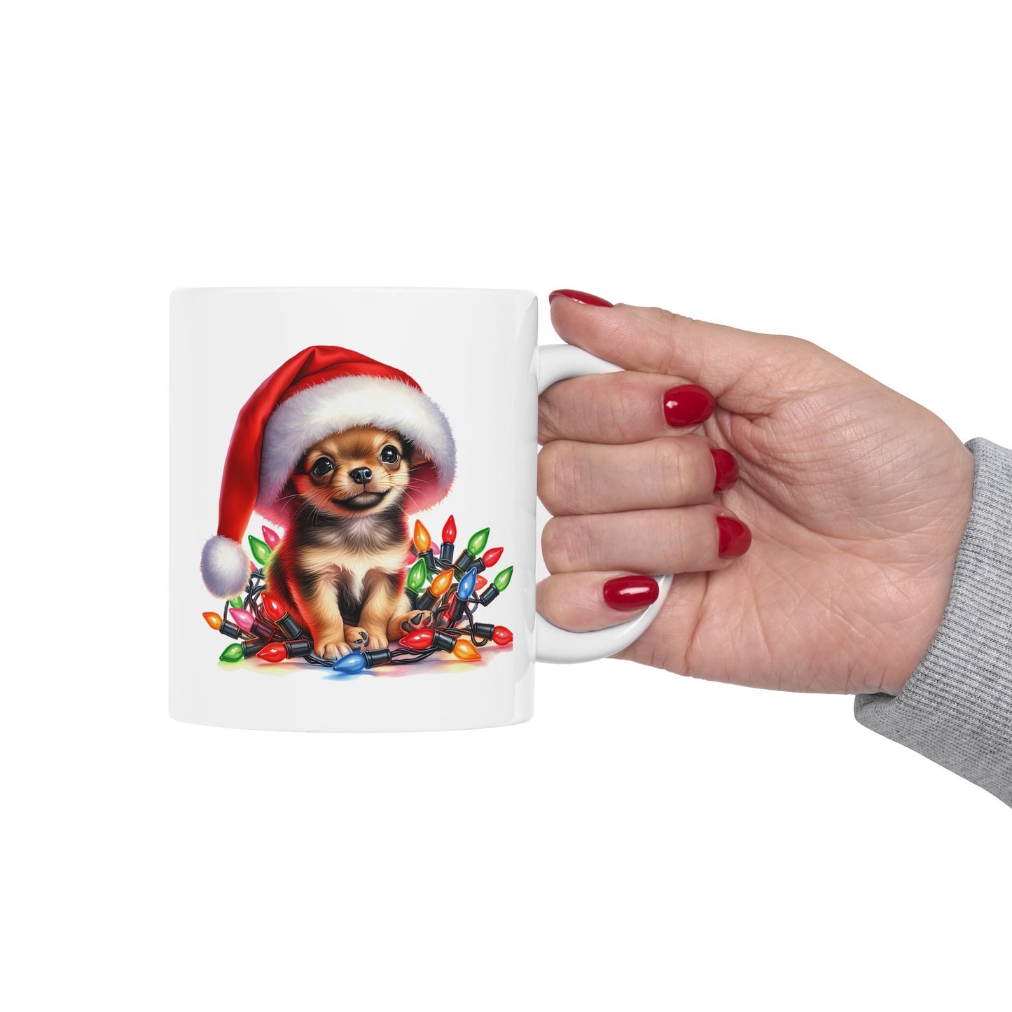 🎄 Chihuahua Christmas Lights Mug – Festive Pup Joy in Every Sip! 🐾☕