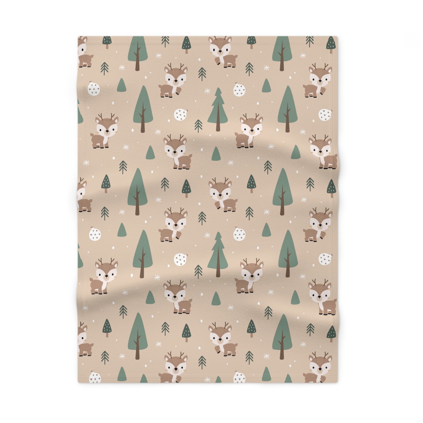 Woodland Fawn Baby Blanket – Ultra-Soft Fleece 30″×40″ | Neutral Forest Trees & Snow