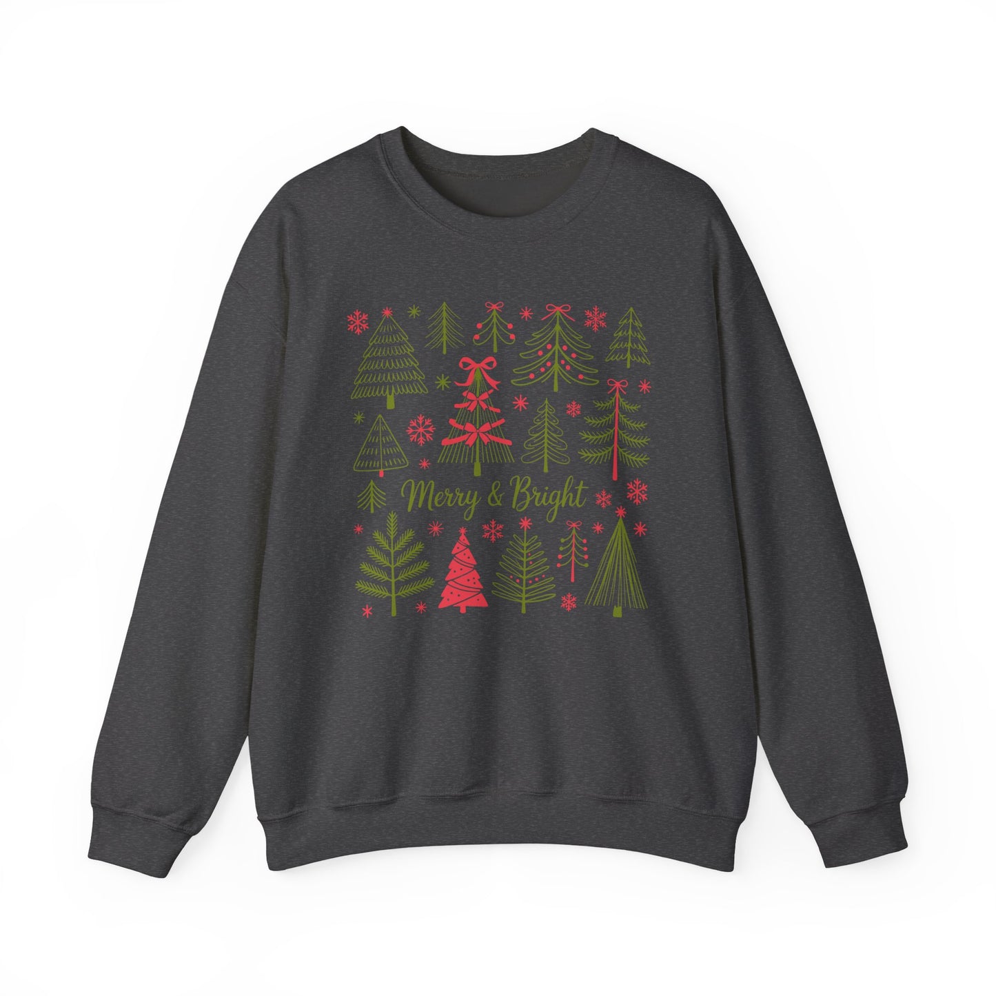 🎄✨ Merry & Bright Sweatshirt – Whimsical Holiday Forest Vibes