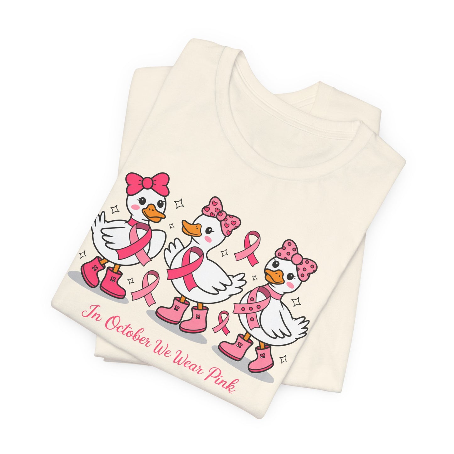 🎀🦆 In October We Wear Pink Duck T-Shirt – Cute Breast Cancer Awareness Tee 💖✨
