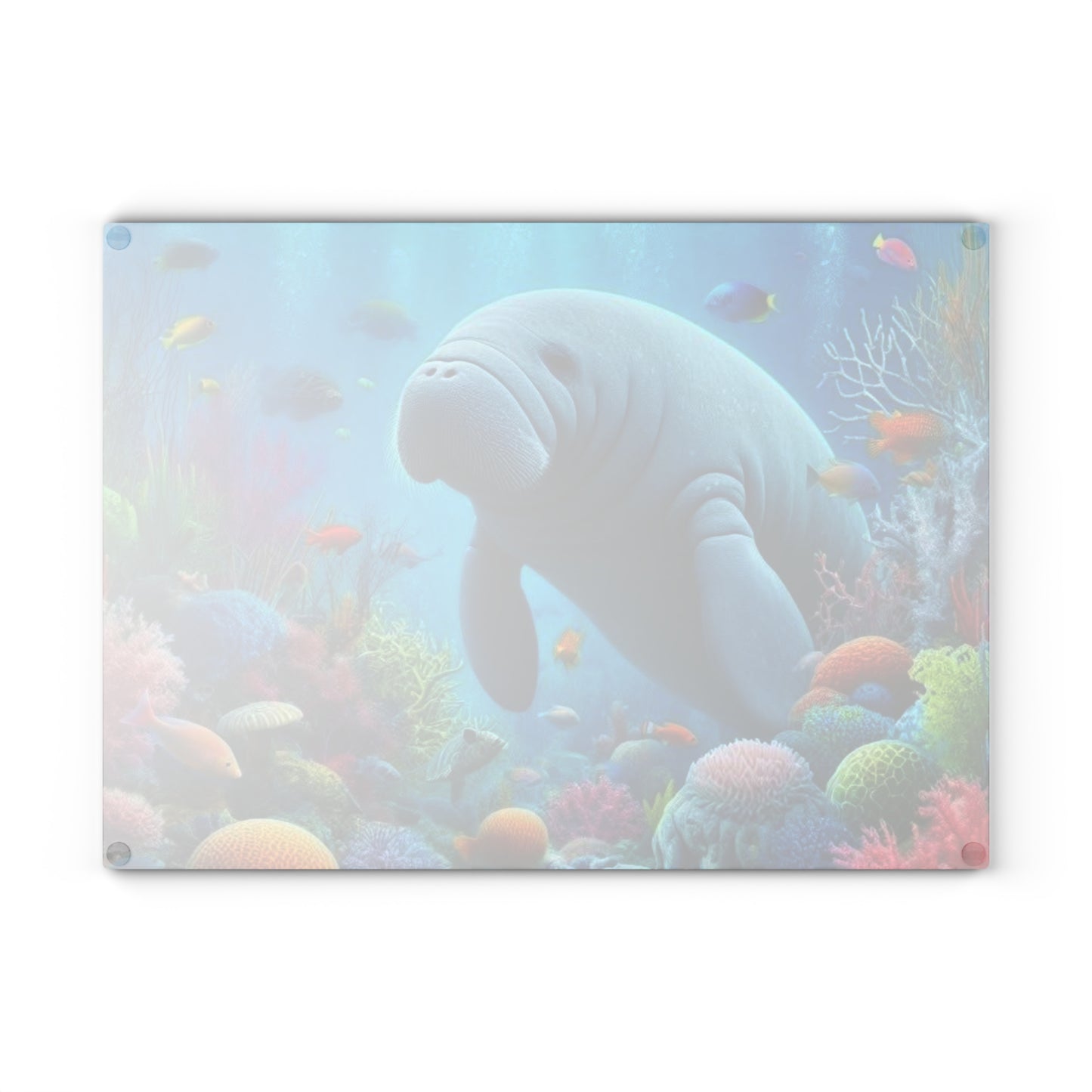 Manatee Cutting Board Textured Glass Florida Spring Kitchen Decor Coastal Home Gift Beach Housewarming Manatee Lover Sea Life Art Nautical