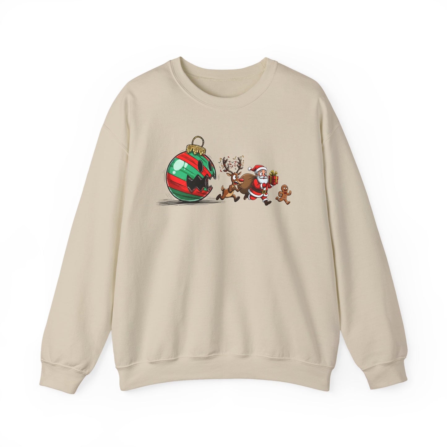🎄🎅 Santa’s Great Ornament Escape Sweatshirt – Funny Christmas Crewneck for Holiday Laughs