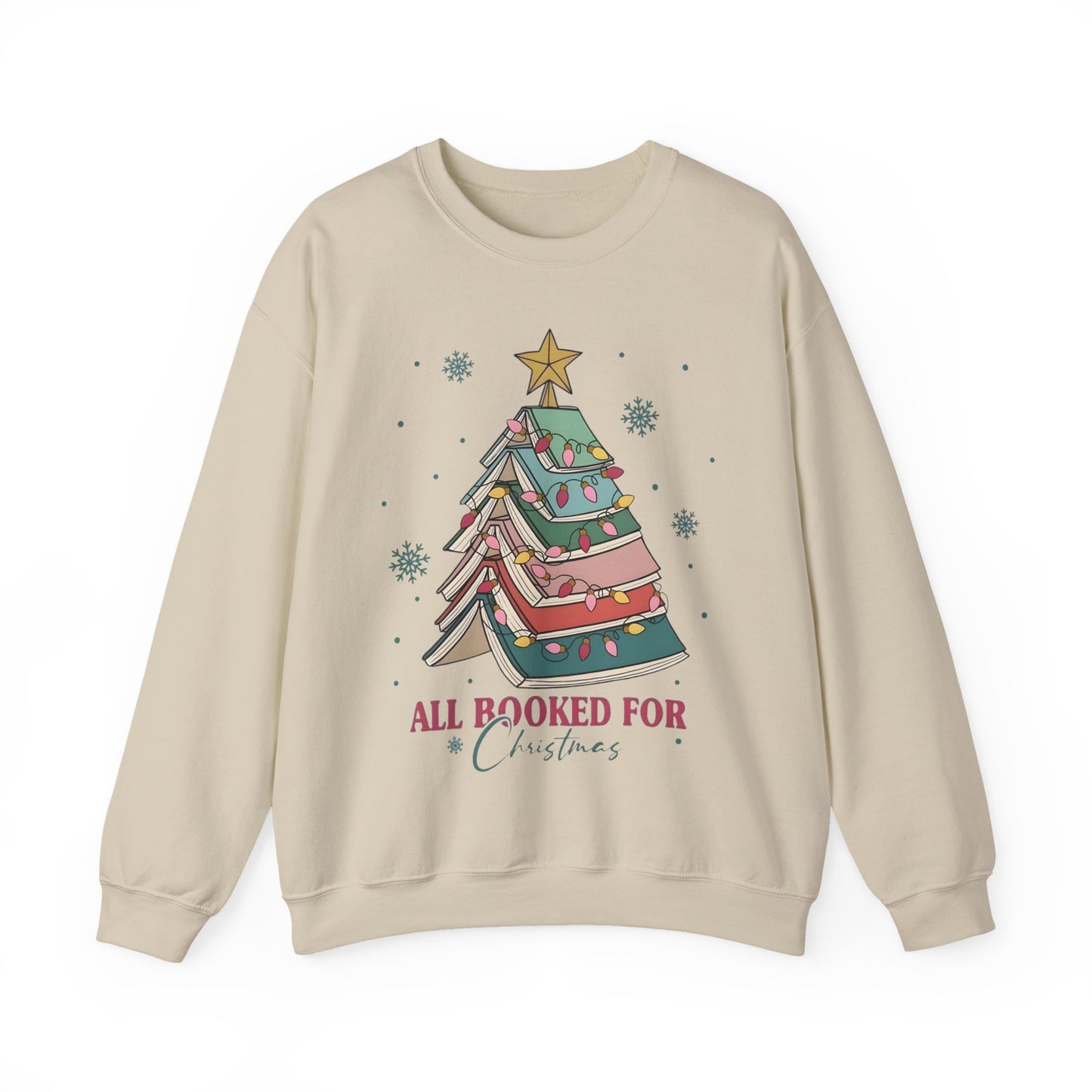 🎄📚 All Booked for Christmas Sweatshirt – Cozy Bookworm Holiday Vibes