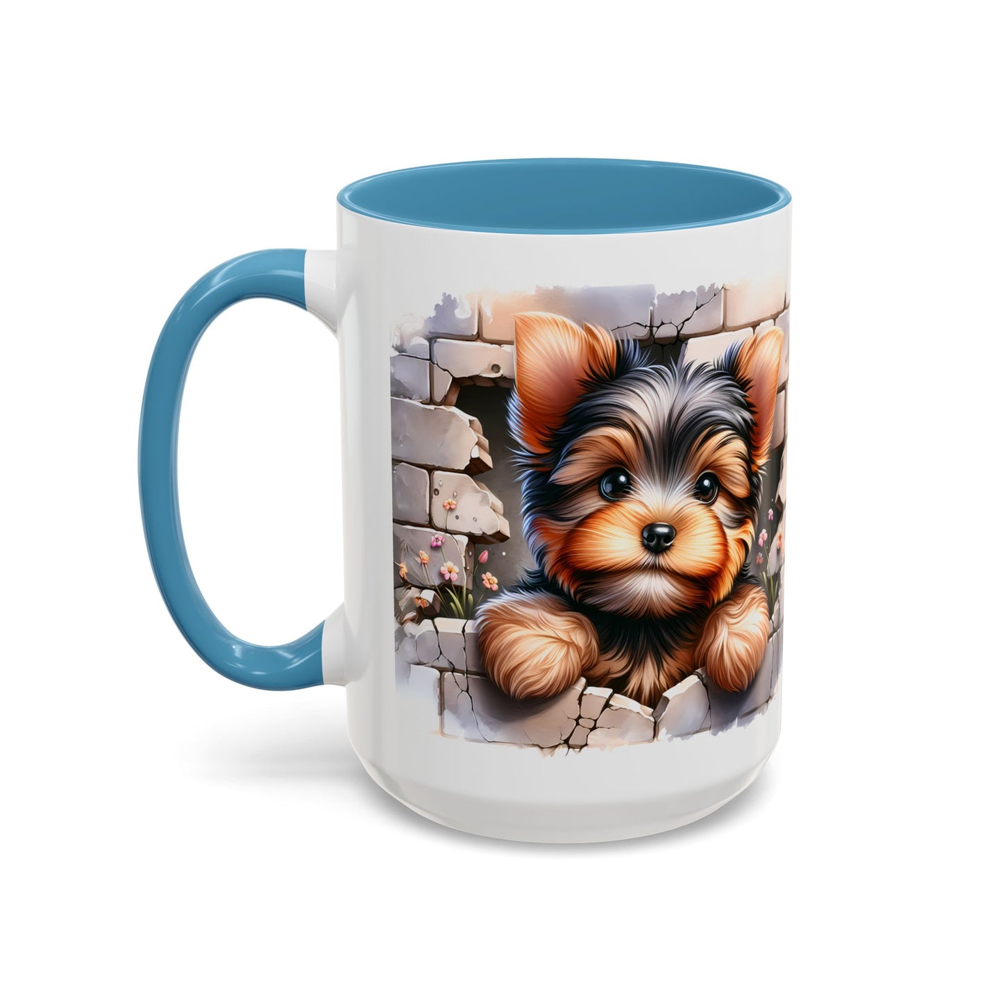 🎀🐶 Yorkie Puppy Accent Mug – Cute Peek-Through Dog Design for Animal Lovers ☕💖