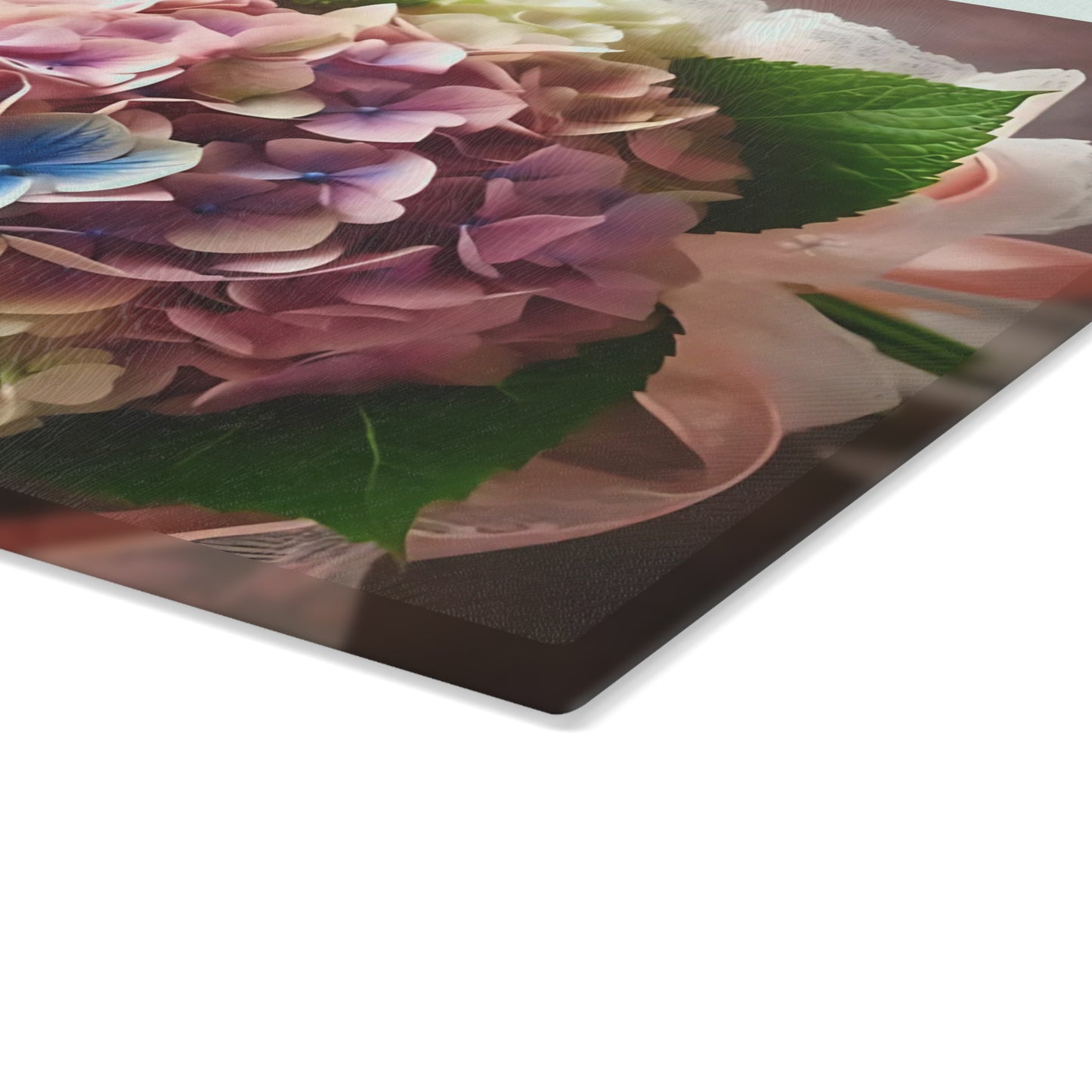 Tabla de cortar de vidrio templado con flores de hortensia: elegante decoración floral para la cocina, regalo único, tabla de cortar de vidrio, tabla para charcutería, tabla de cortar personalizada, flores
