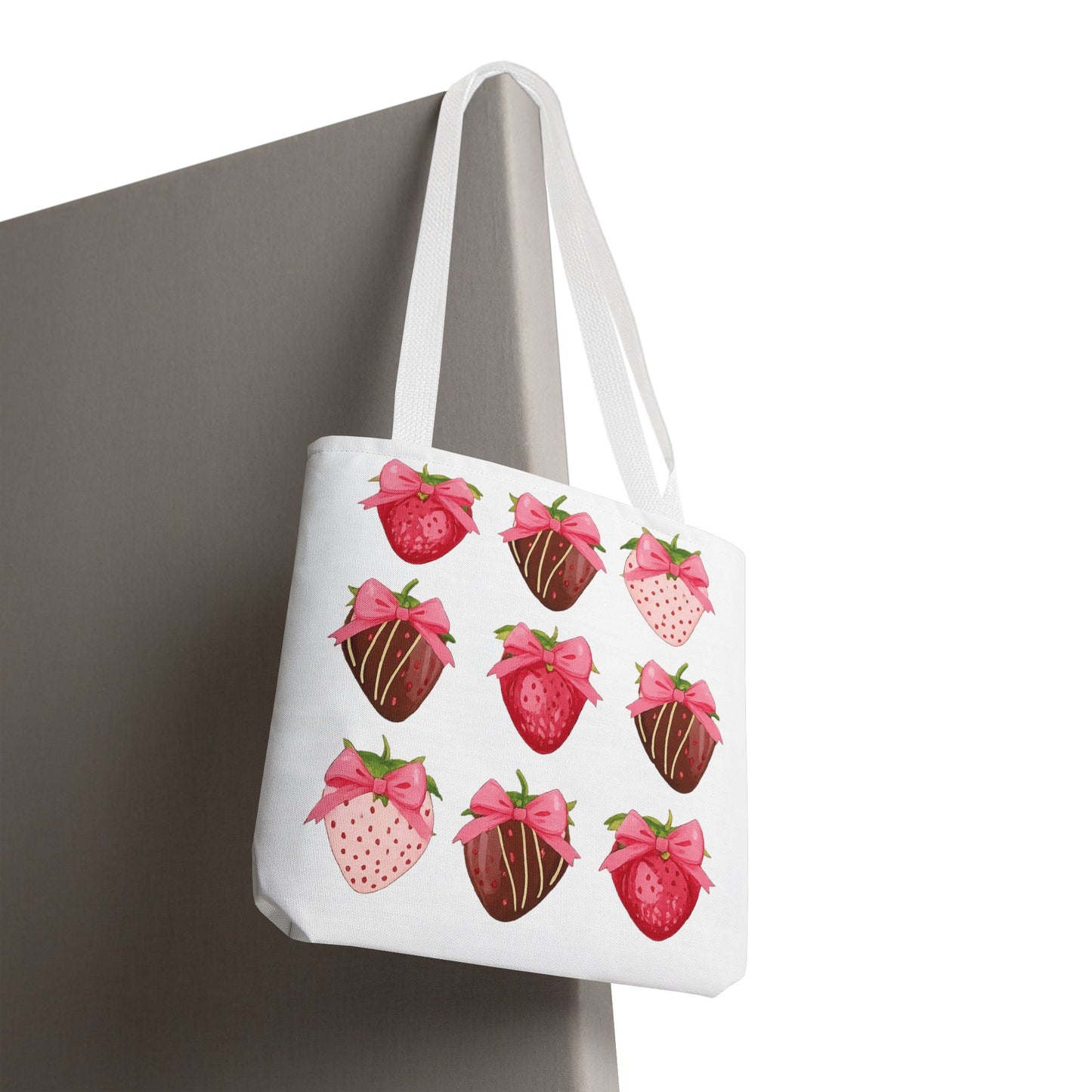 🍓 Chocolate-Covered Strawberry Tote Bag – Sweet, Stylish & Practical 🍫