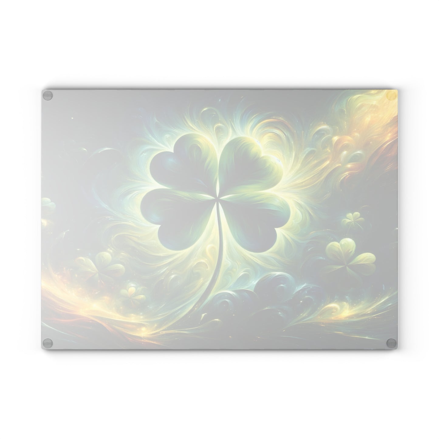 Luminous Shamrock Abstract Glass Cutting Board – St. Patrick’s Day Kitchen Art