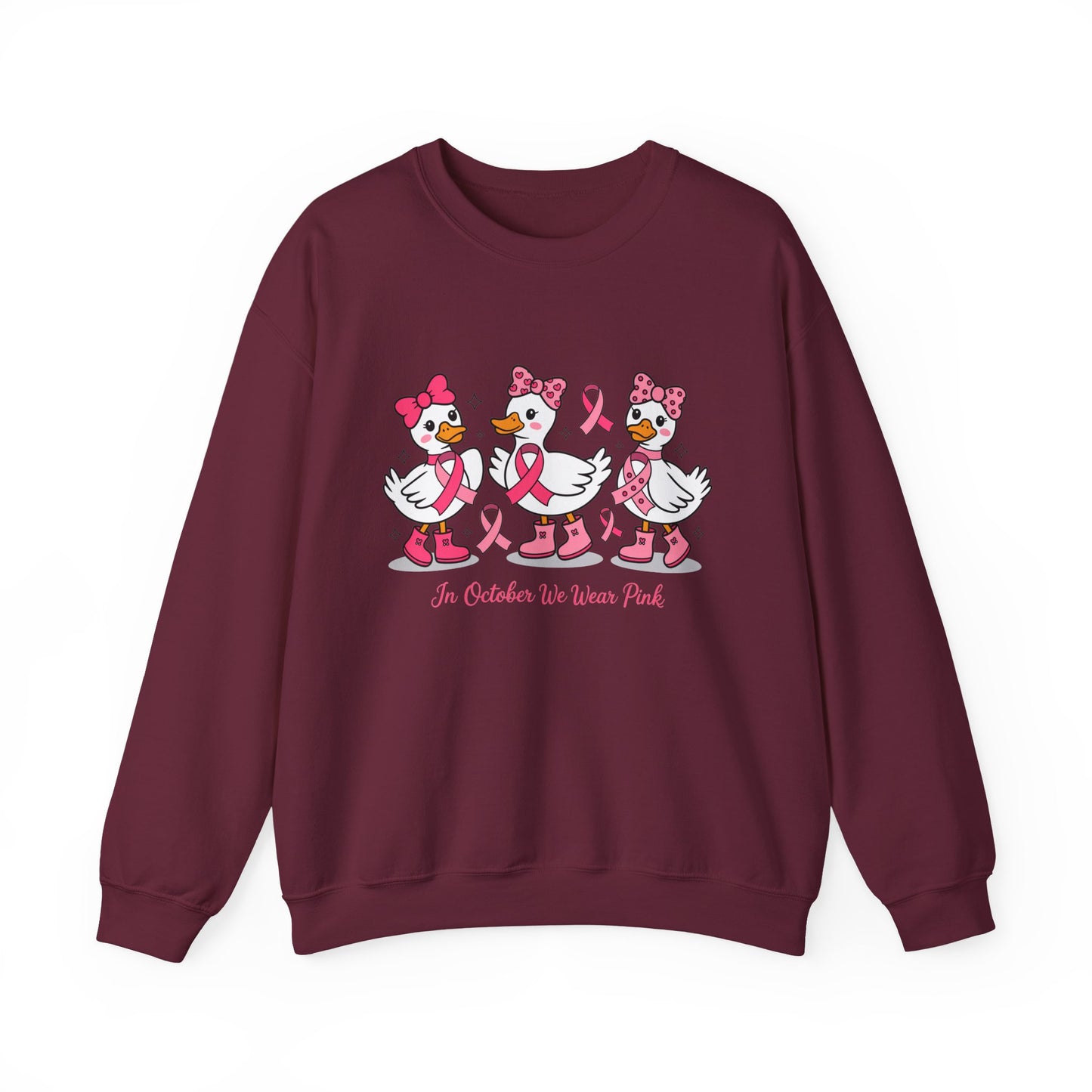 🎀🦆 In October We Wear Pink Duck Sweatshirt – Cute & Courageous Support 💗