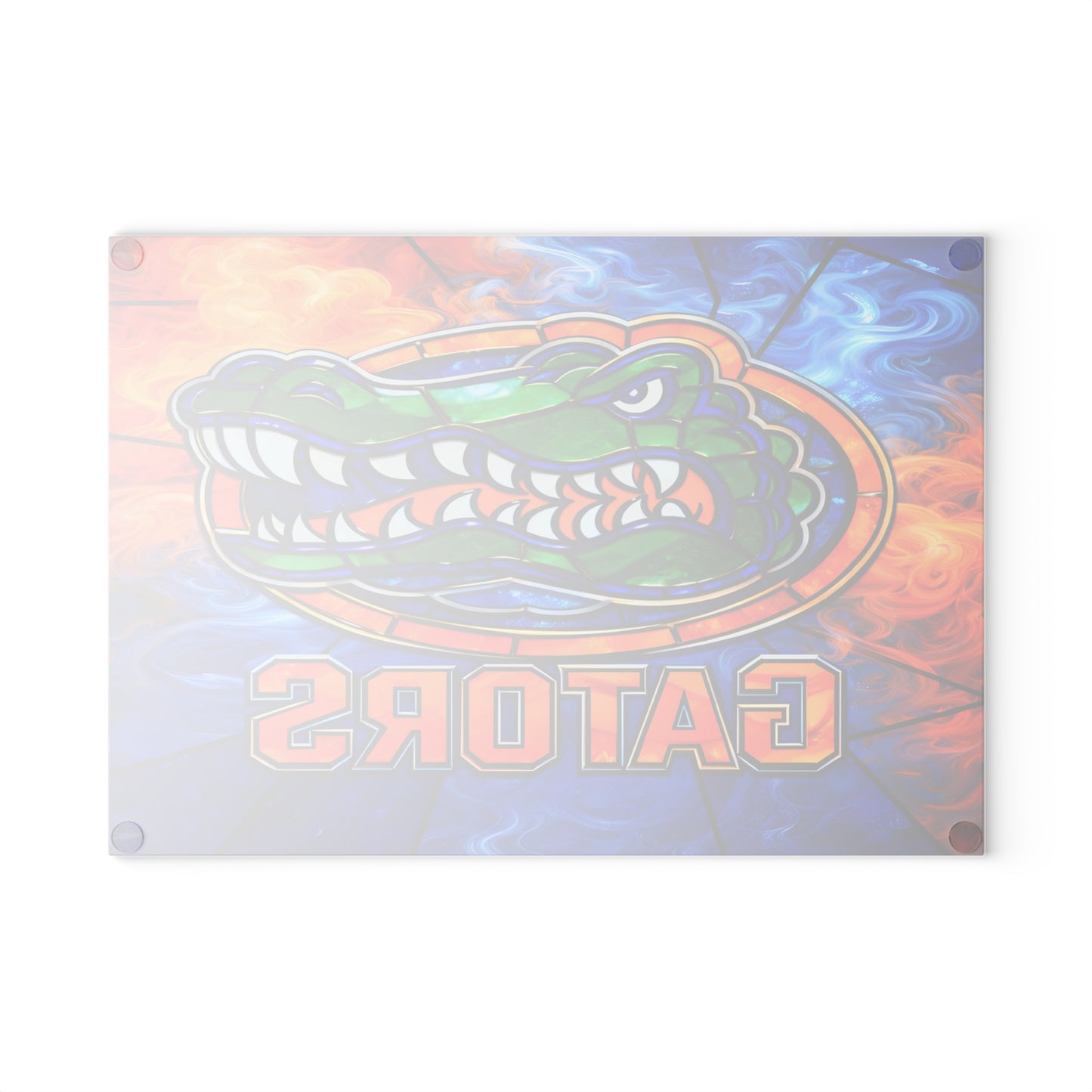 Stained Glass Reptile Glass Cutting Board – Bold Flame & Water Art Kitchen Decor