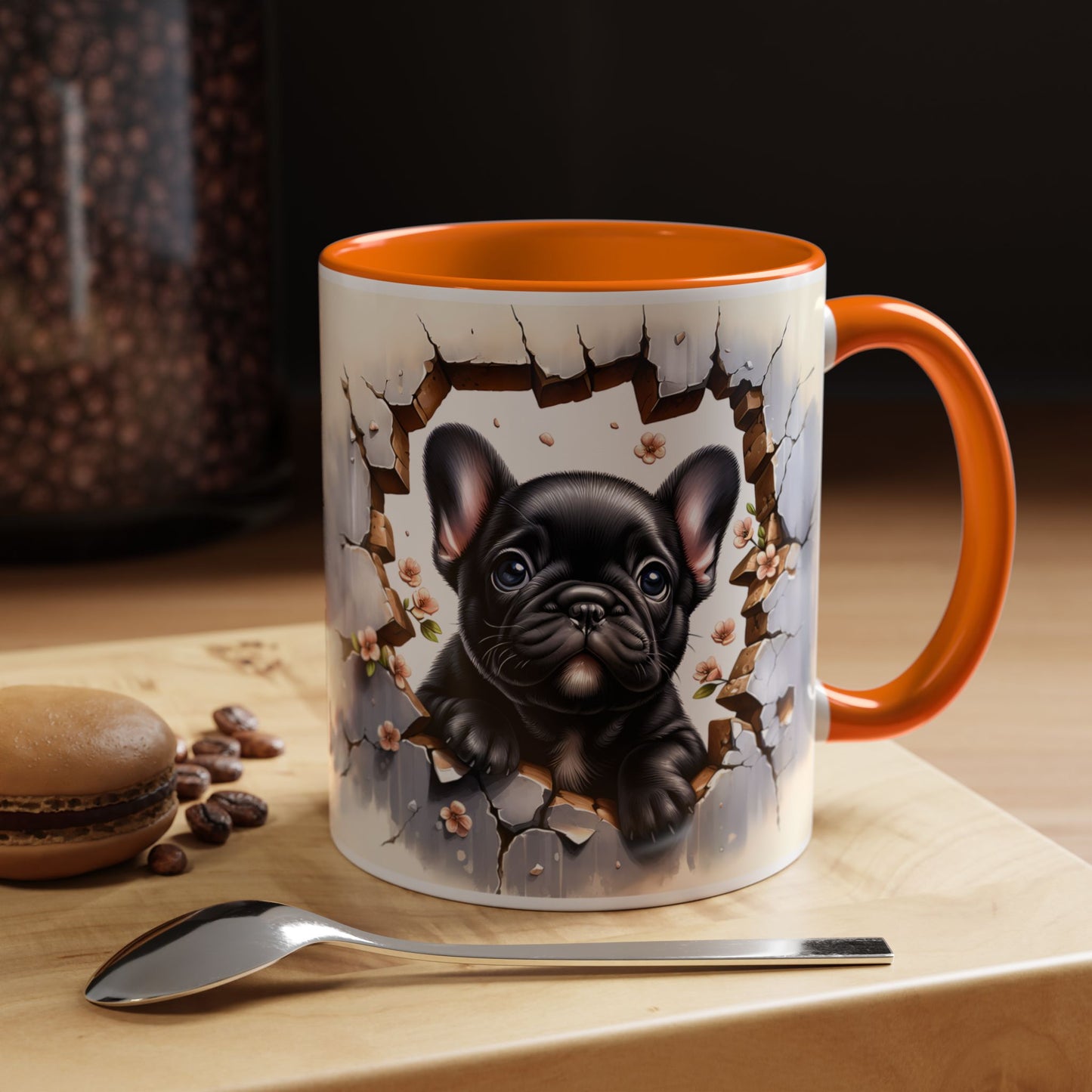 🐾☕ Black French Bulldog Puppy Accent Mug – Cute Breakthrough Pup Design ✨