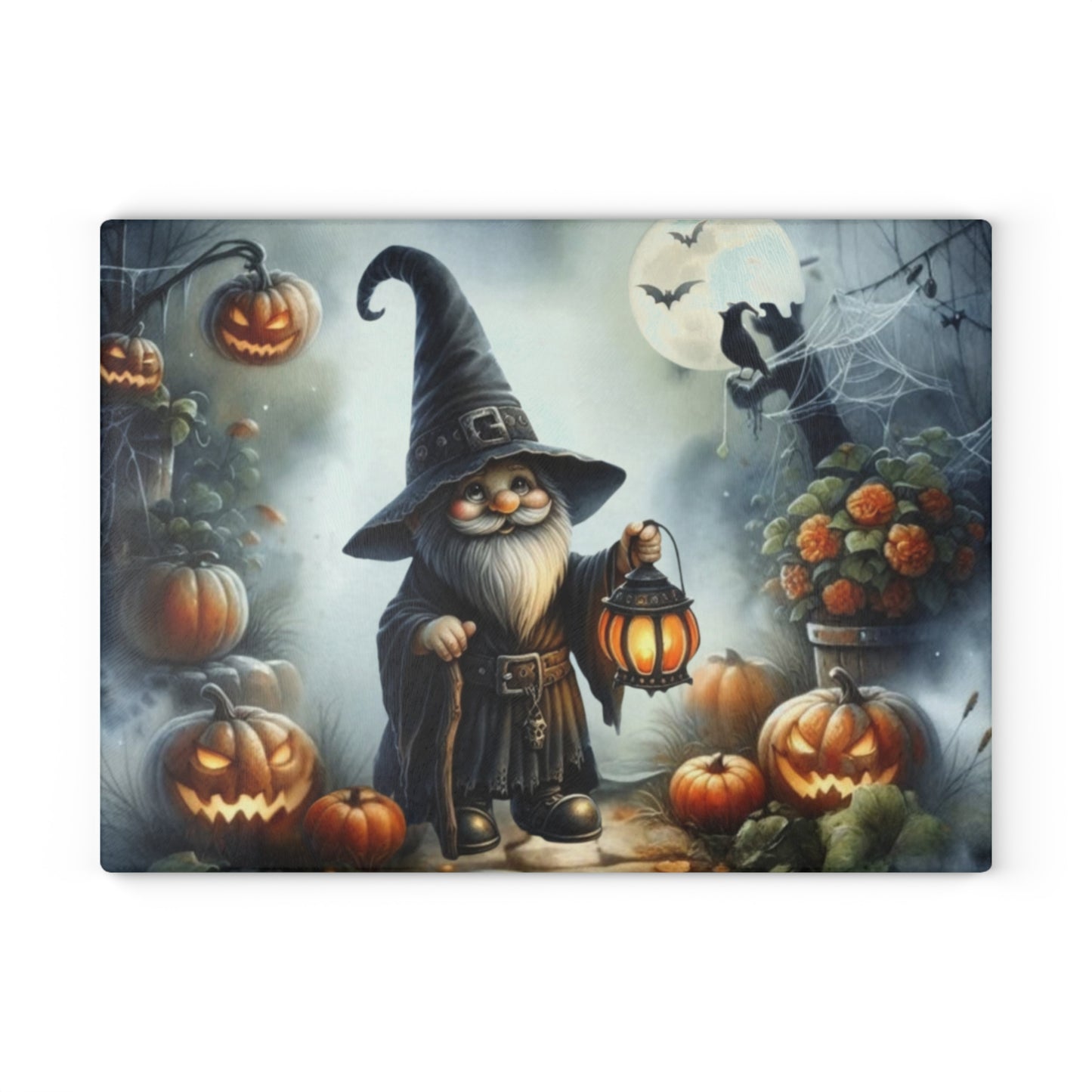 🎃🧙 Halloween Wizard Gnome Cutting Board – Spooky Gnome Charm for Your Kitchen