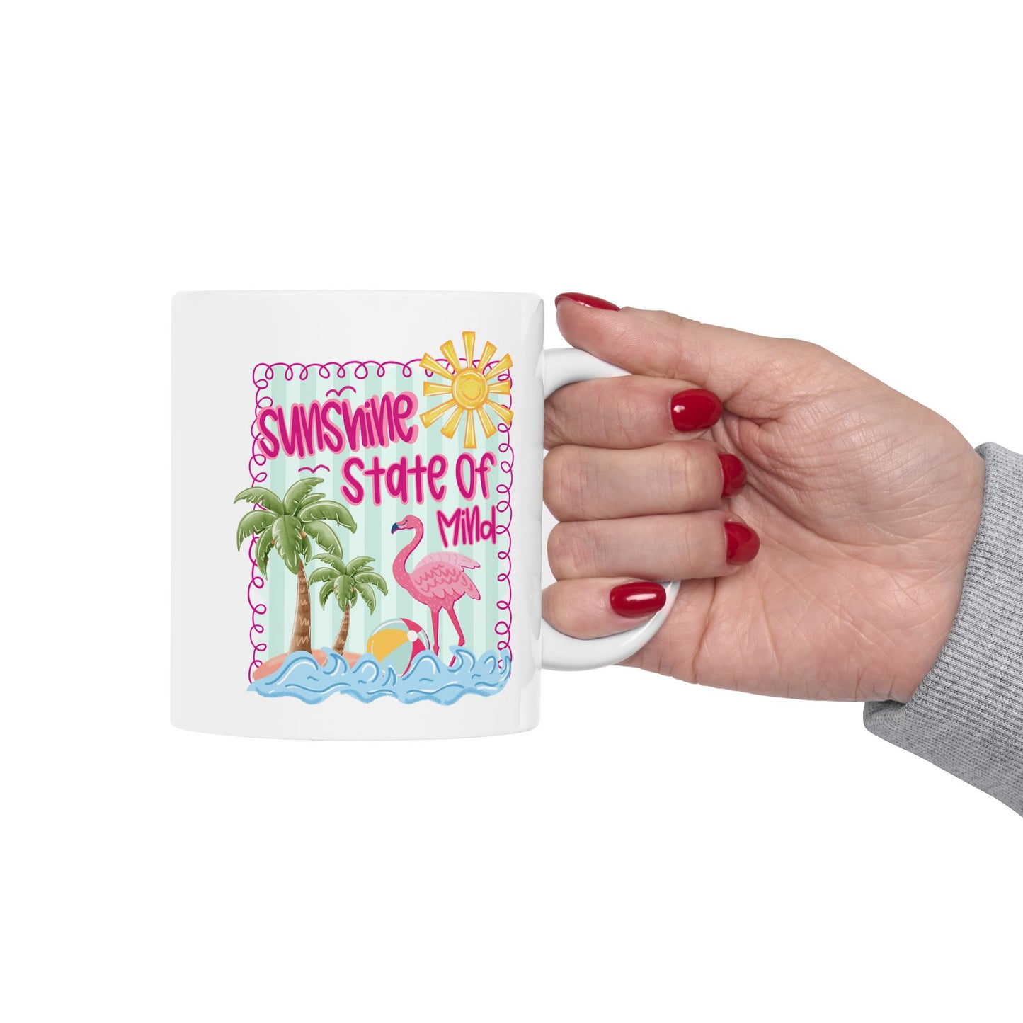 🌞 Sunshine State of Mind Mug – Flamingo Fun for Beach Lovers & Summer Vibes 🦩🌴