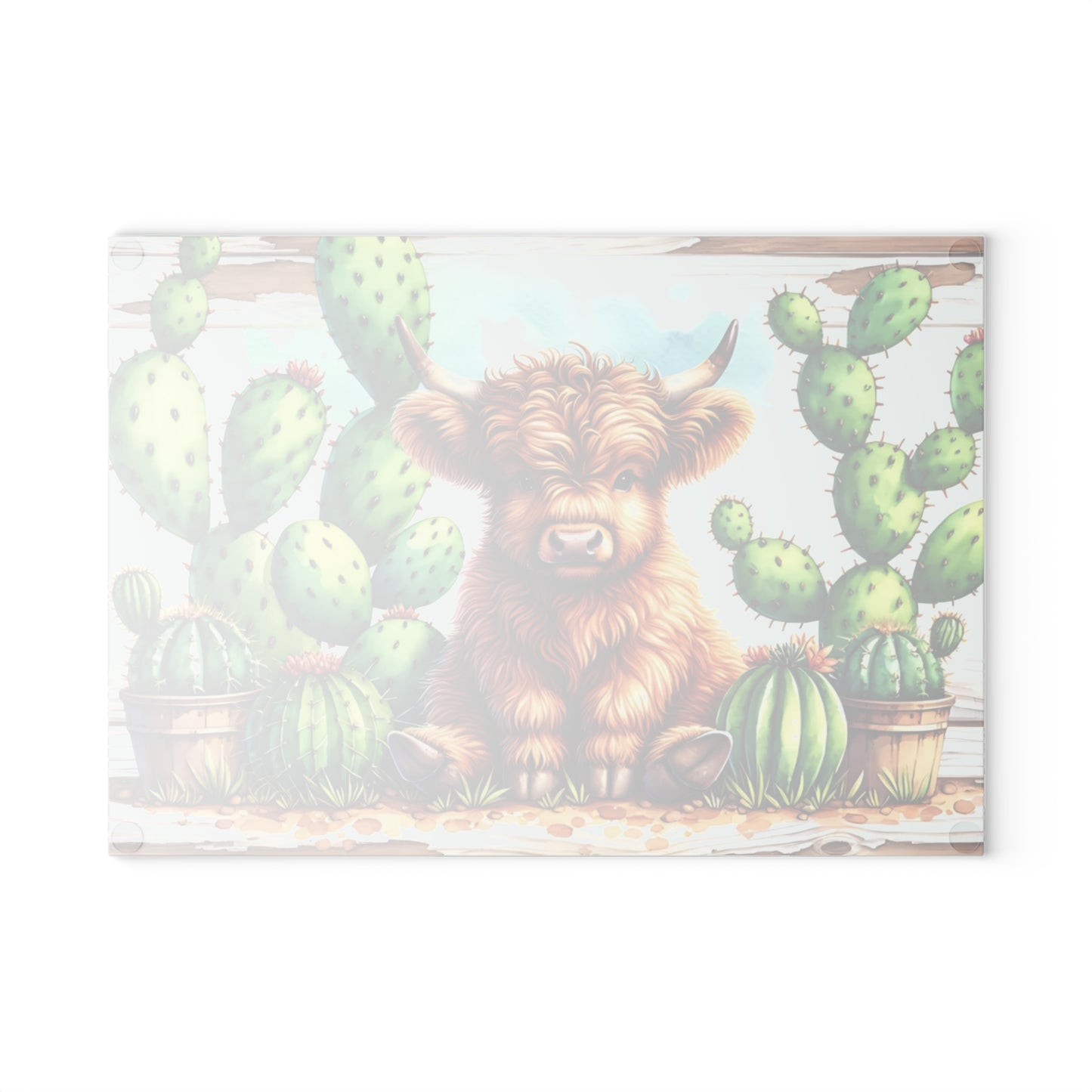 🌵🐮 Highland Cow & Cactus Cutting Board – Rustic Western Charm for Your Kitchen 🤠✨