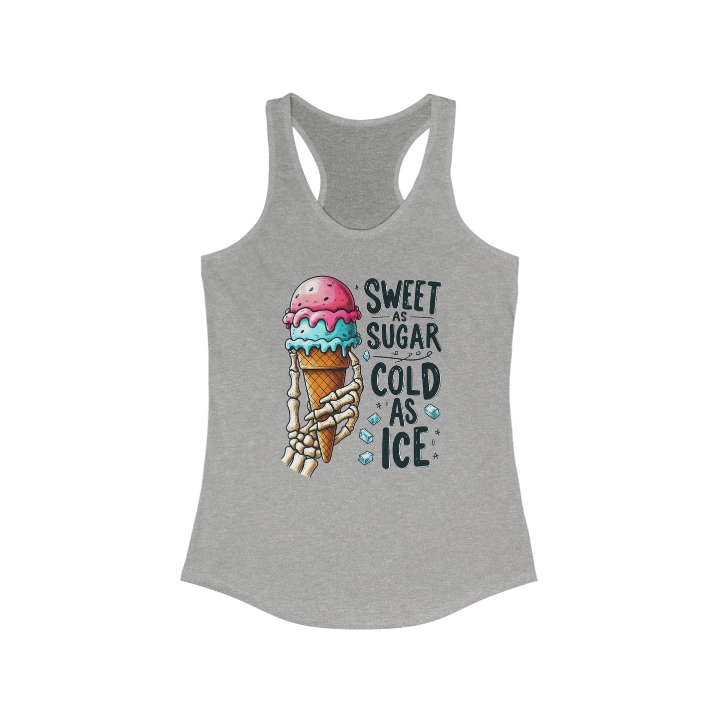 Dulce como el azúcar, fría como el hielo – Camiseta deportiva con espalda descubierta y mano de esqueleto