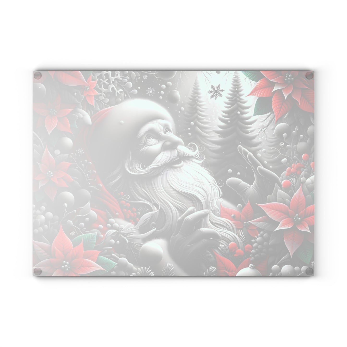 🎅❄️ “Midnight Snow Santa” Glass Cutting Board – Festive Glow for Your Kitchen