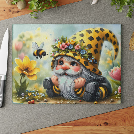 Tabla de cortar con diseño de gnomo abejorro: un dulce aire primaveral para tu cocina