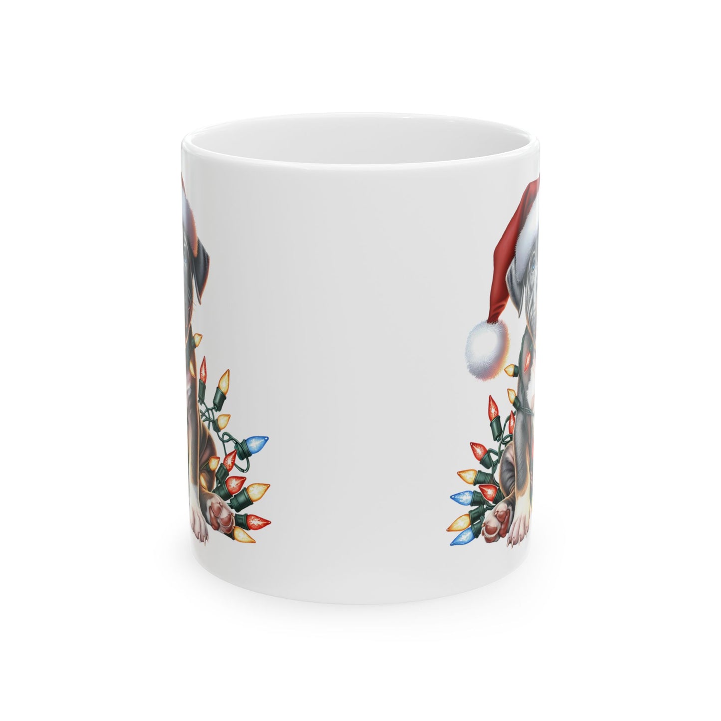🎄 Pitbull Christmas Lights Mug – Holiday Cheer for Dog Lovers 🐾