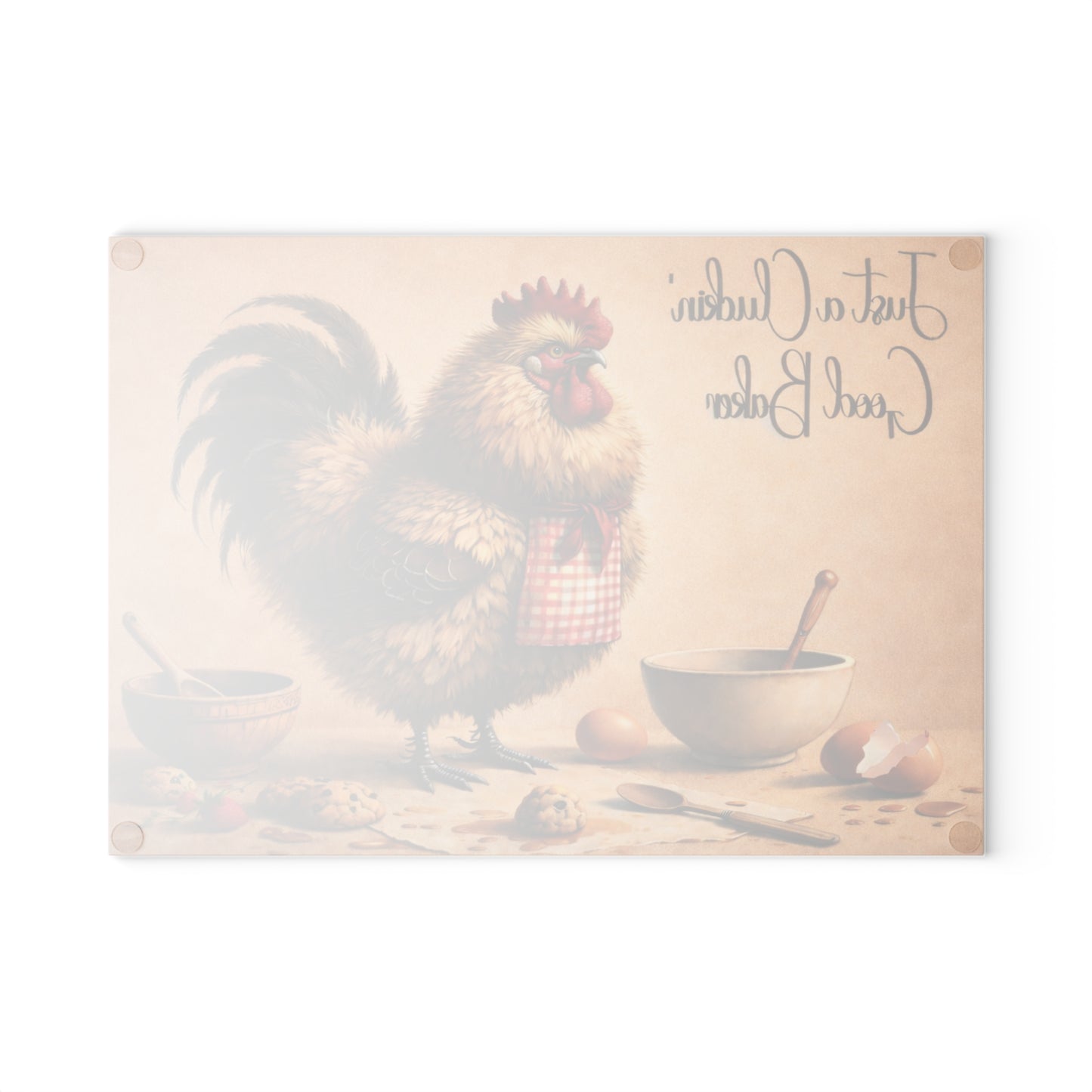 Just a Cluckin’ Good Baker Glass Cutting Board – Funny Farmhouse Kitchen Decor