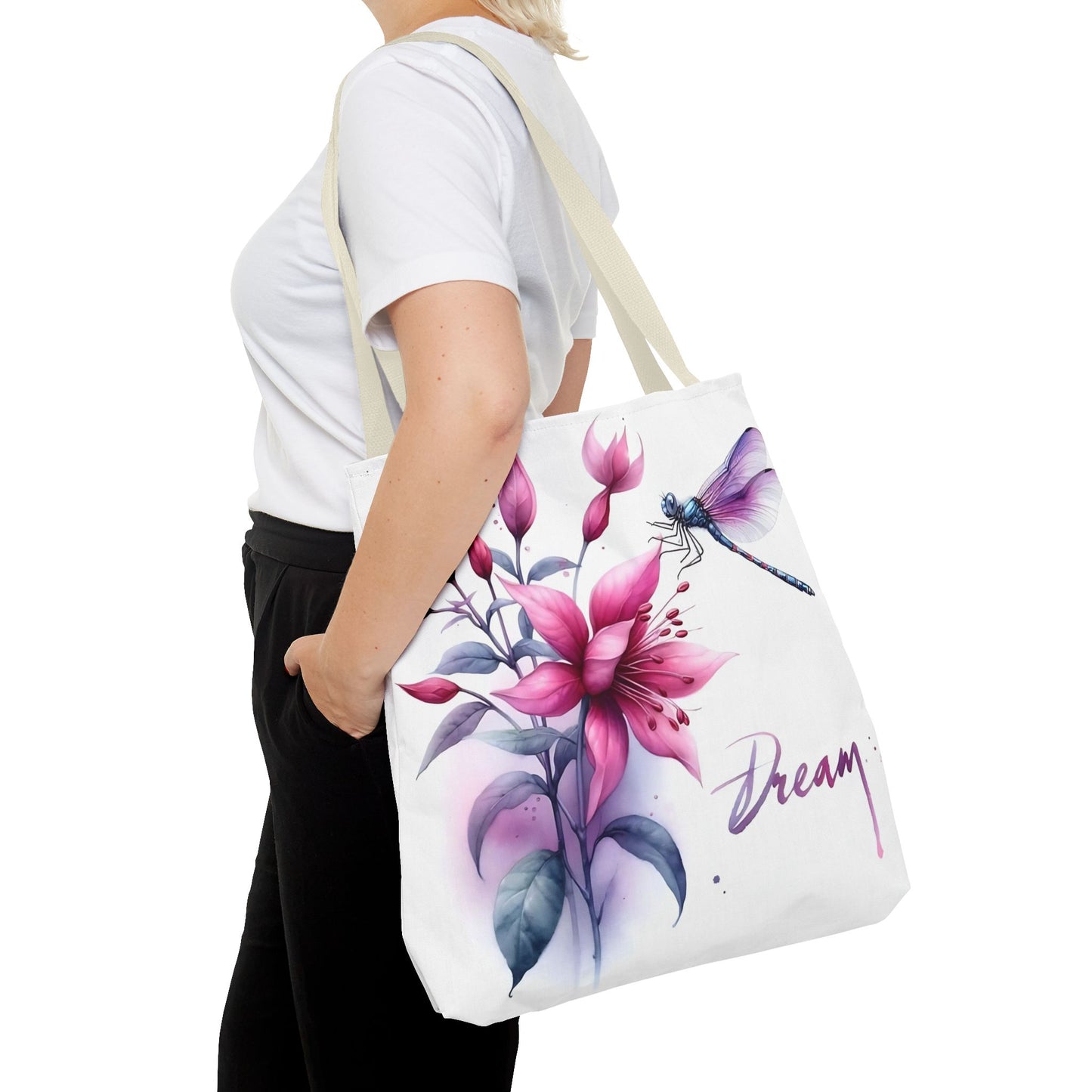 Bolso tote floral "Dream" con detalle de libélula: un bolso de mano inspirador y elegante