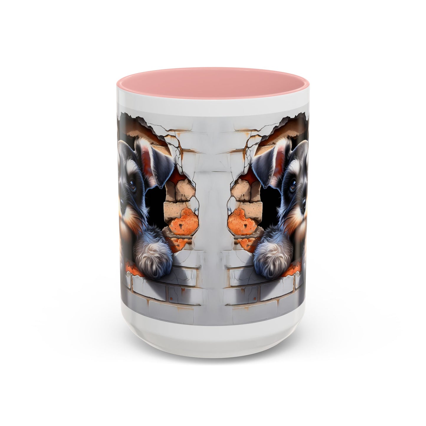 🎀🐶 Schnauzer Puppy Accent Mug – Cute Peek-Through Dog Design for Animal Lovers ☕💖