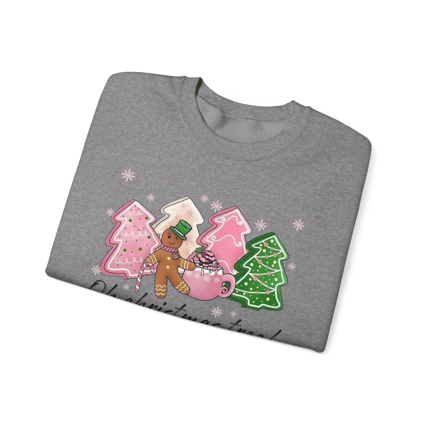 🎄🍪 Oh Christmas Tree! Gingerbread & Cocoa Crewneck – Sweet Holiday Cookie Lover Gift