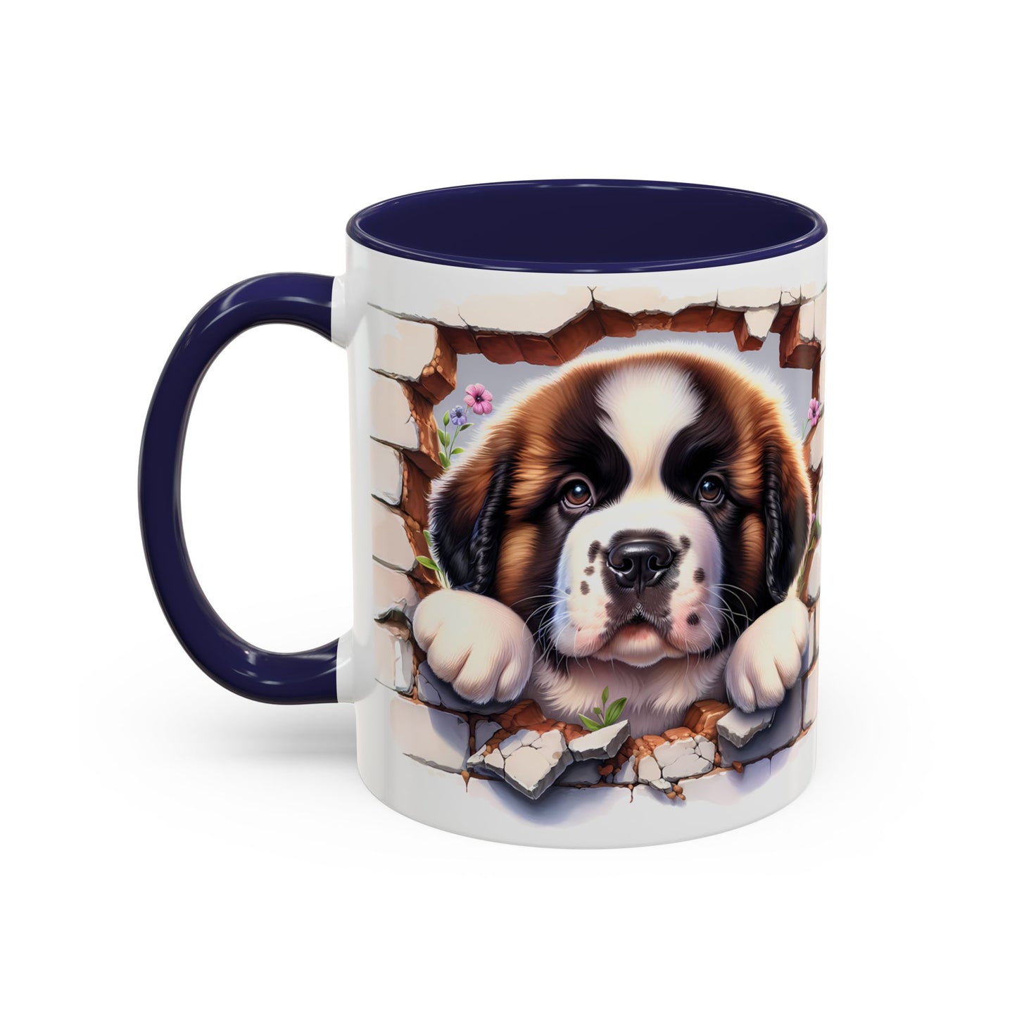 🐾☕ St. Bernard Puppy Peek Accent Mug – Gentle Giant Pup Lover Gift ✨❤️