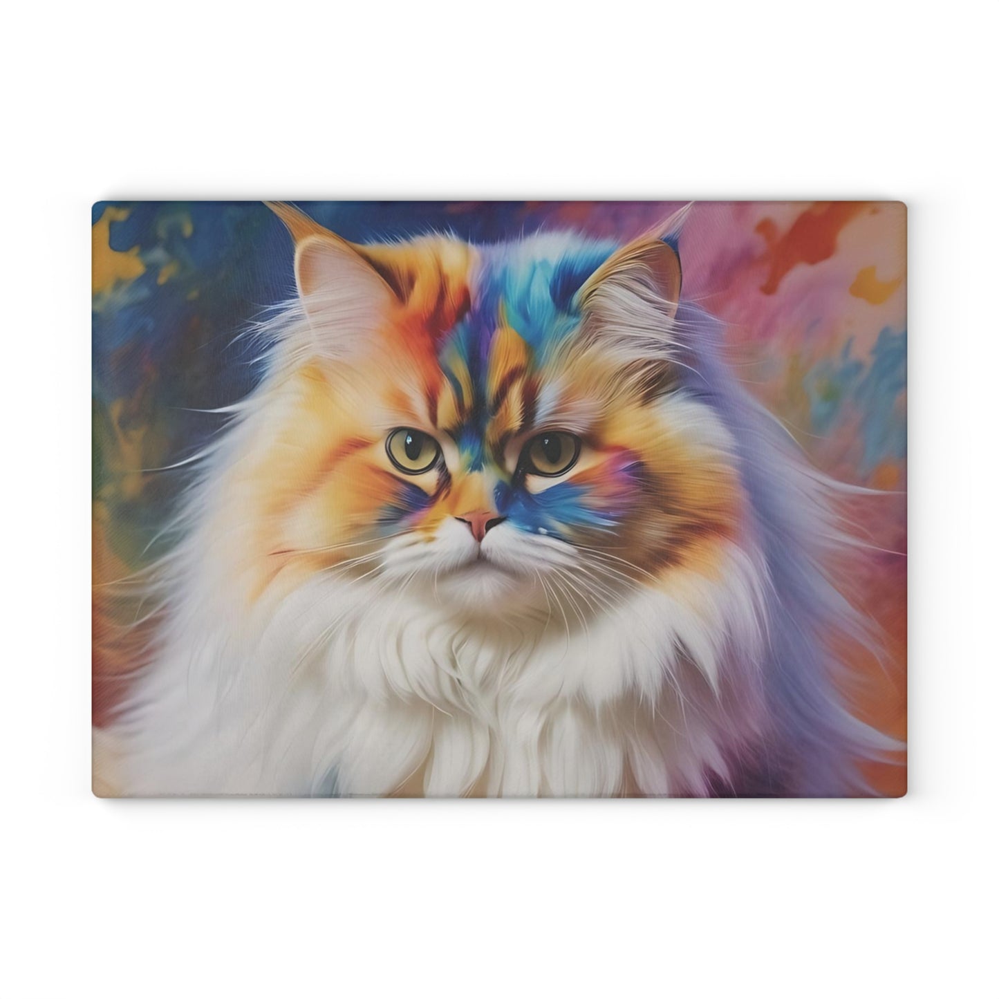 🐱🎨 Rainbow Regal Persian Cat Cutting Board – Colorful Whimsy Meets Kitchen Chic 💫