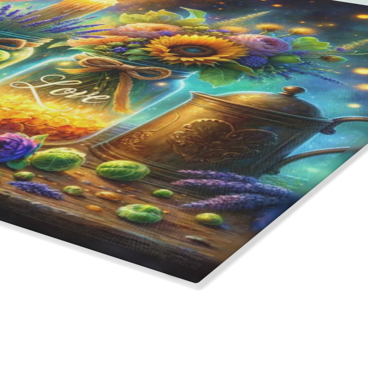 🕯️🌼 “Faith • Hope • Love” Mason Jar Glass Cutting Board – Warm Glow for Your Kitchen