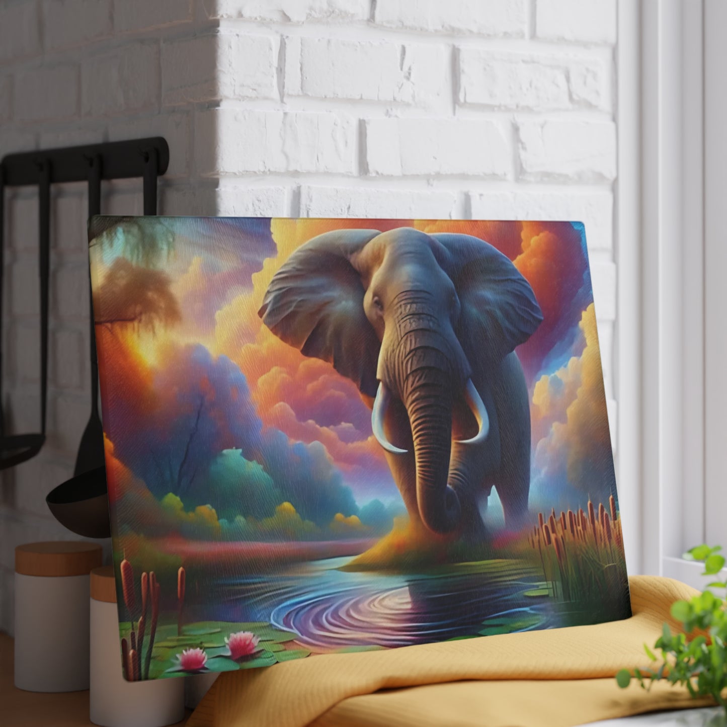 Elephant Tempered Glass Cutting Board