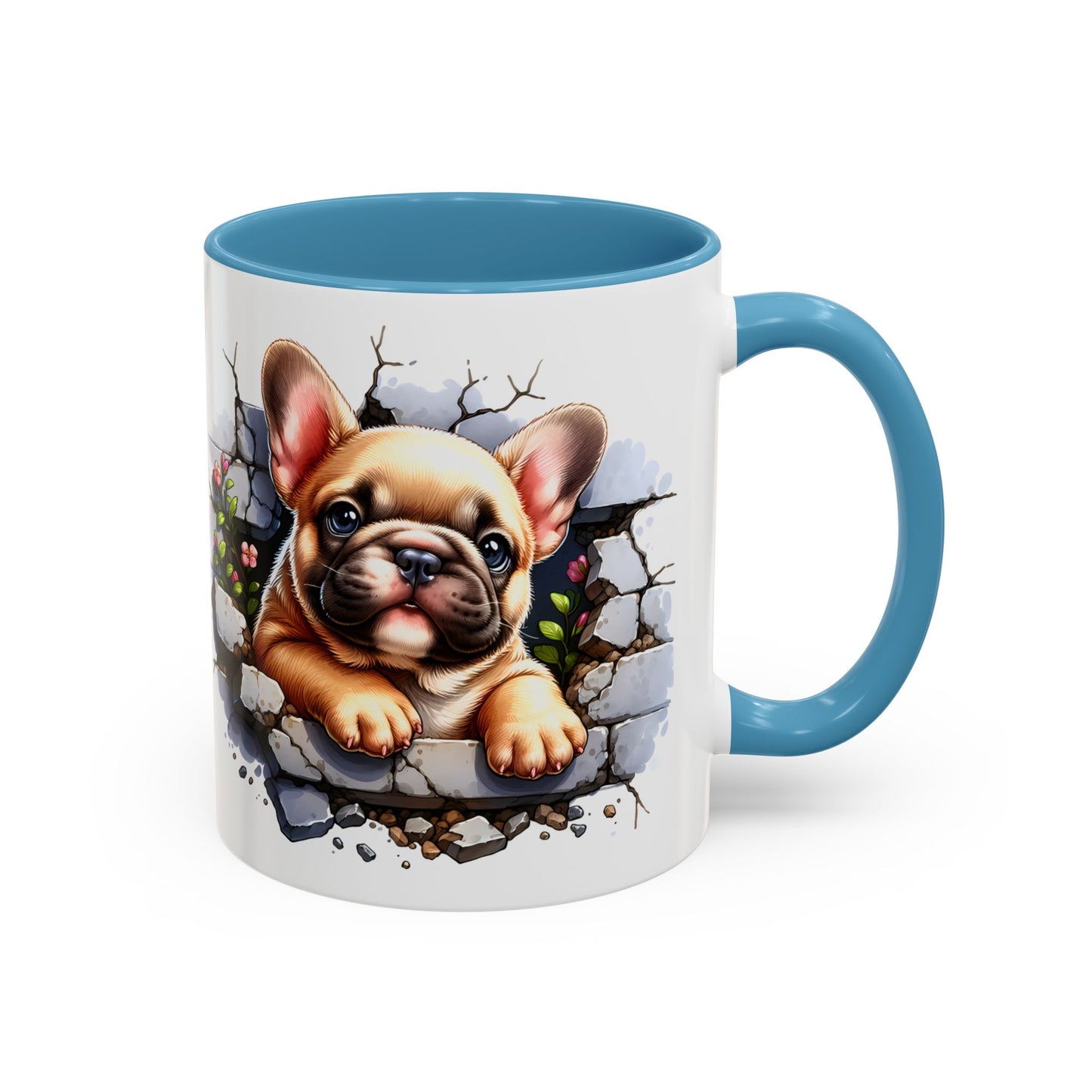 🐾☕ Tan French Bulldog Puppy Accent Mug – Sweet Peek-Through Pup Design ✨