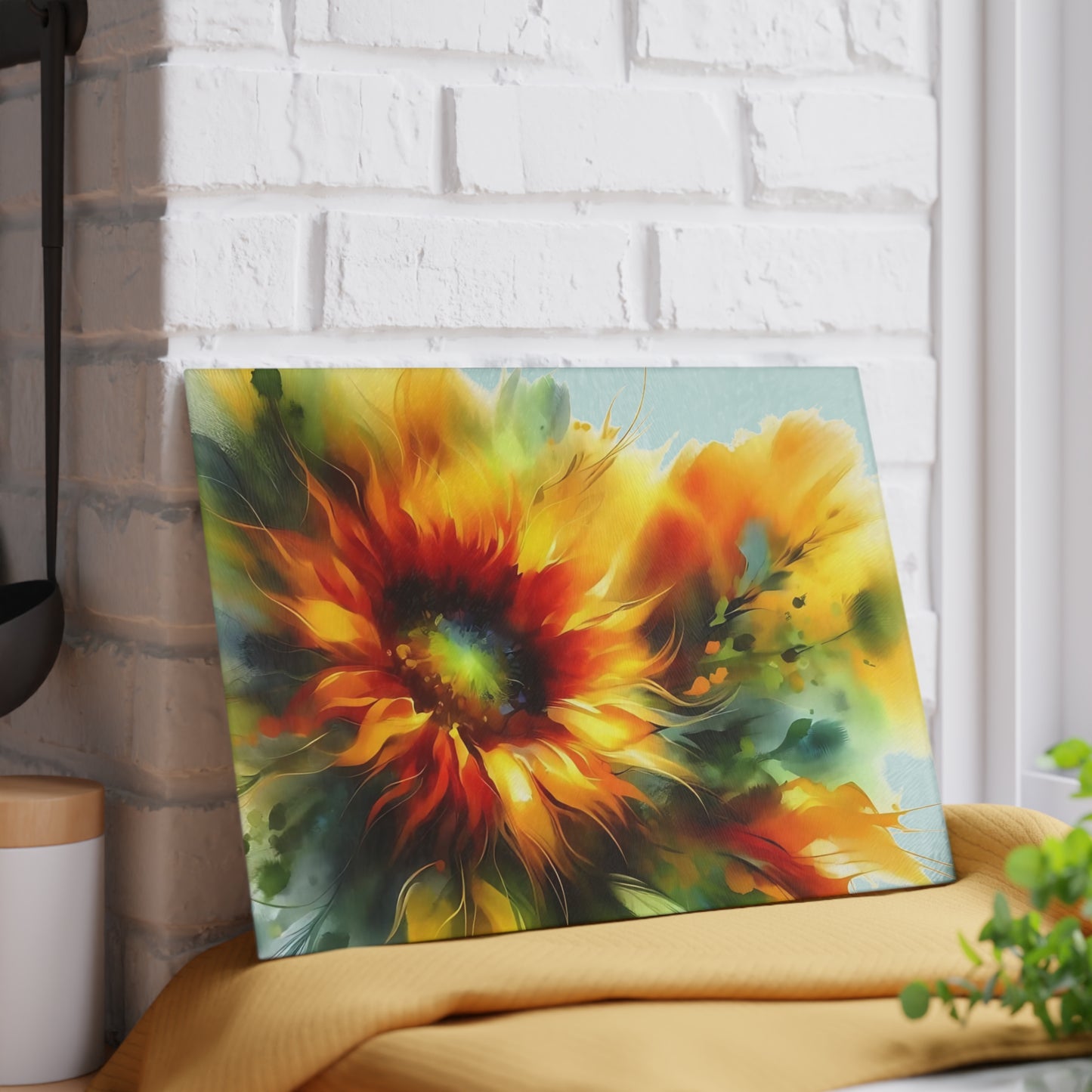 Tabla de cortar de vidrio templado con diseño de girasol: ¡Ilumina tu cocina!