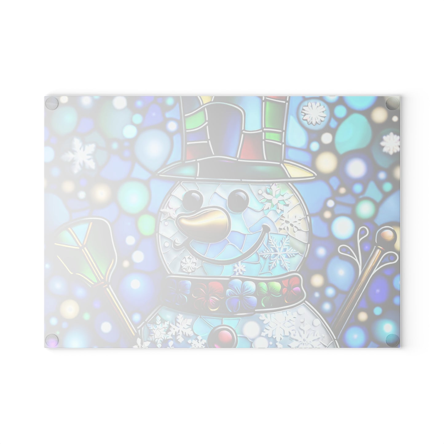 ☃️ Stained Glass-Style Snowman Cutting Board – Festive Elegance for Your Holiday Kitchen ❄️