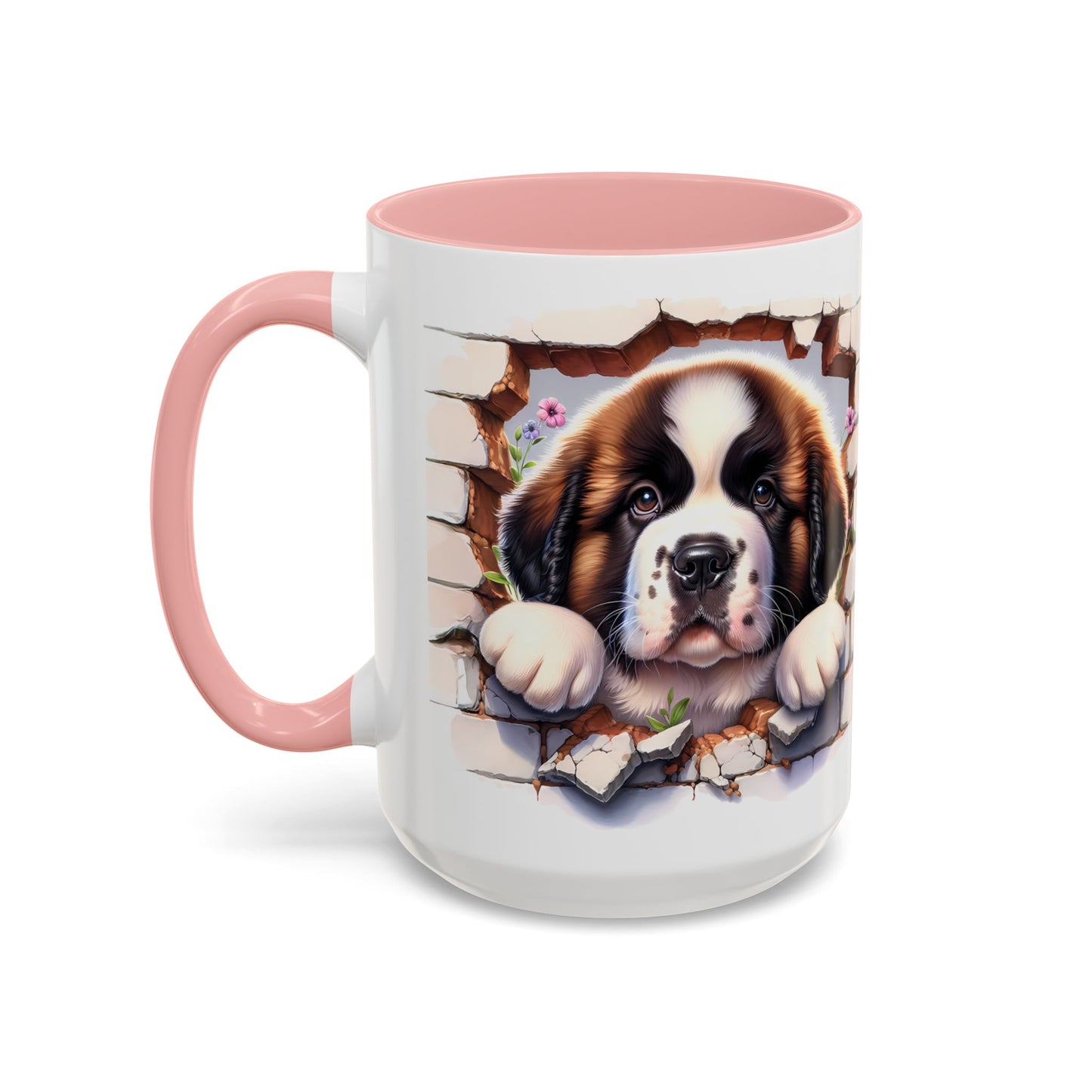 🐾☕ St. Bernard Puppy Peek Accent Mug – Gentle Giant Pup Lover Gift ✨❤️
