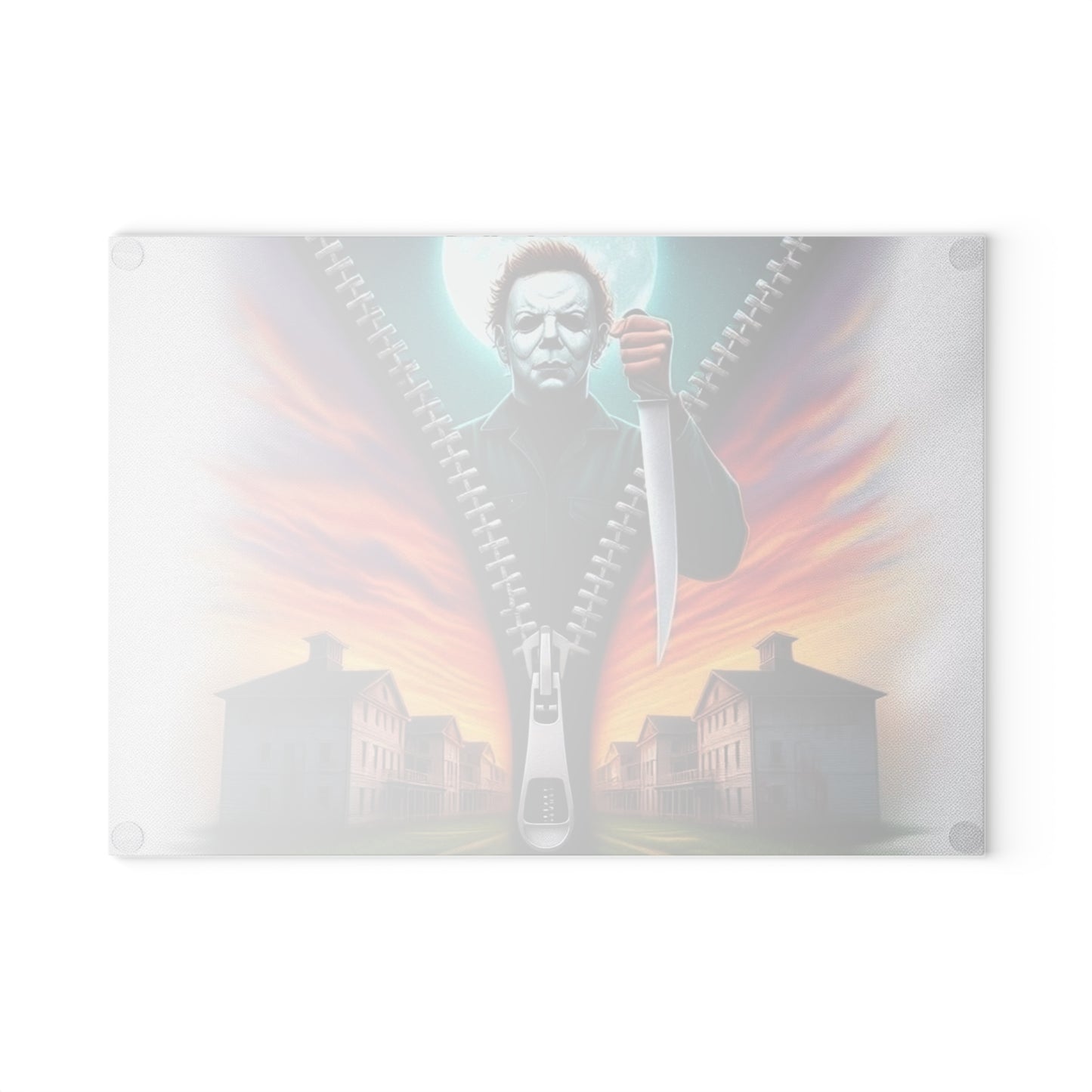 🔪 Sunset Madness Cutting Board – Zip Through the Chaos in Style