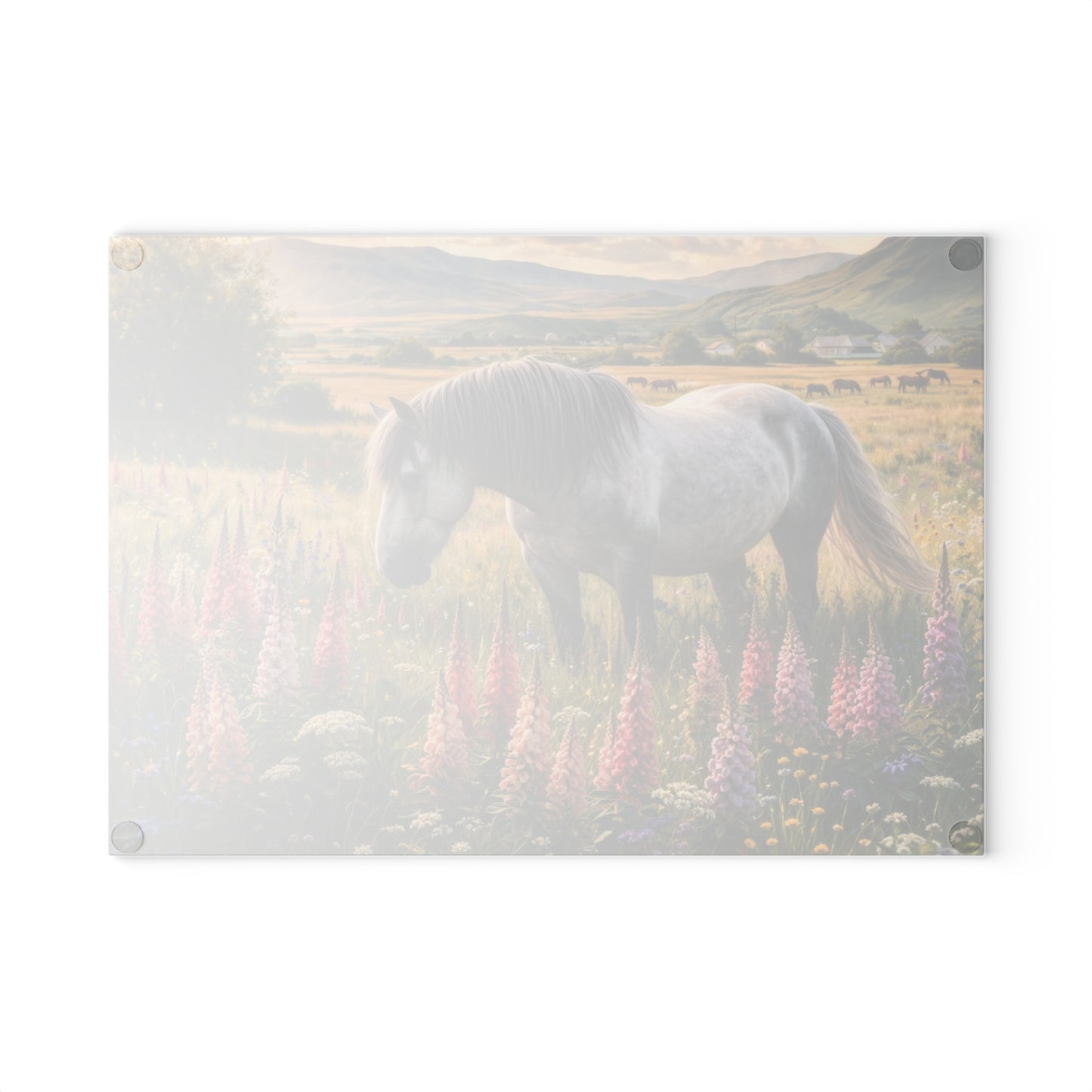 Wildflower Horse Glass Cutting Board – Farmhouse Horse Lover Kitchen Decor