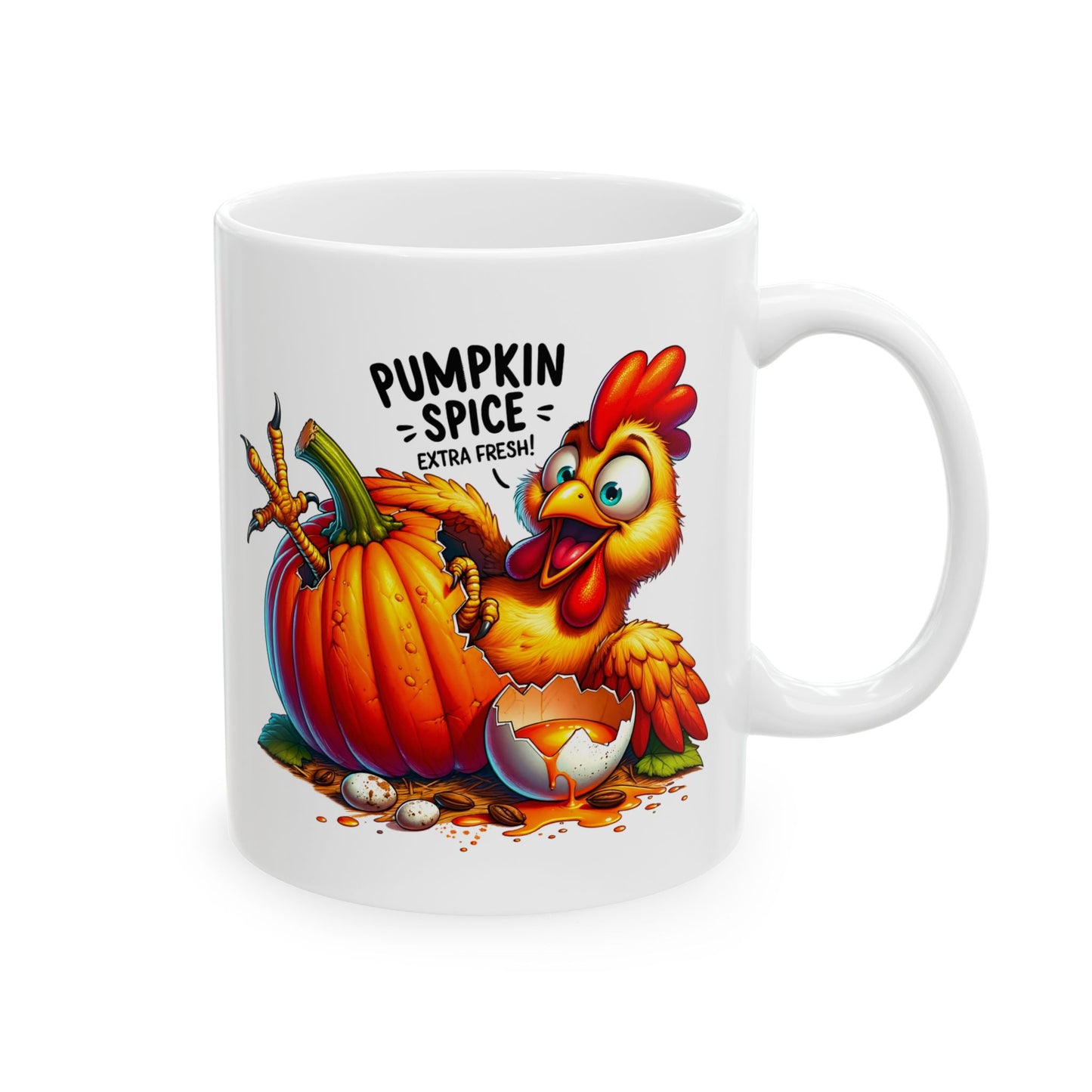 🐔🎃 Pumpkin Spice Extra Fresh Chicken Mug – Funny Fall Coffee Cup ✨☕