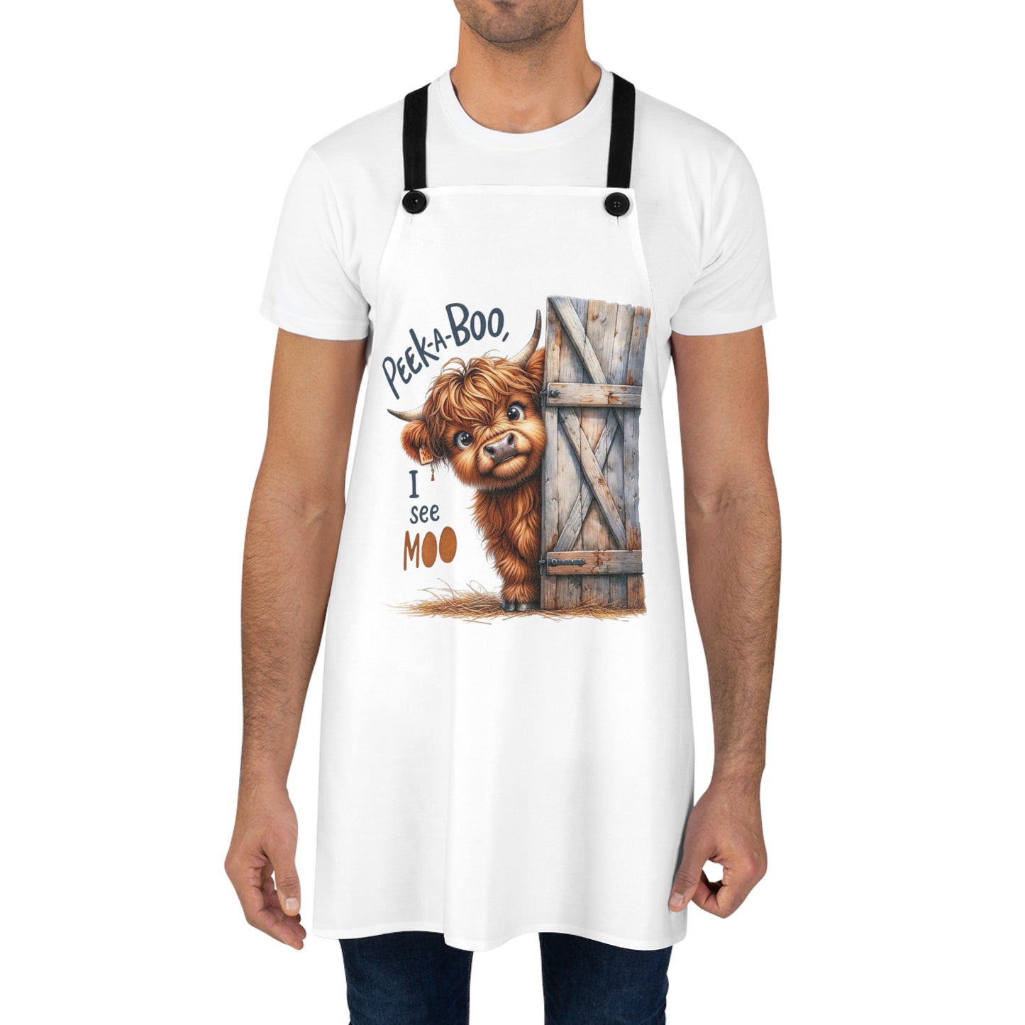 🐮👀 Peek-A-Moo Farm Apron – “Peek-a-Boo, I See Moo” Cute Cow Kitchen Fun