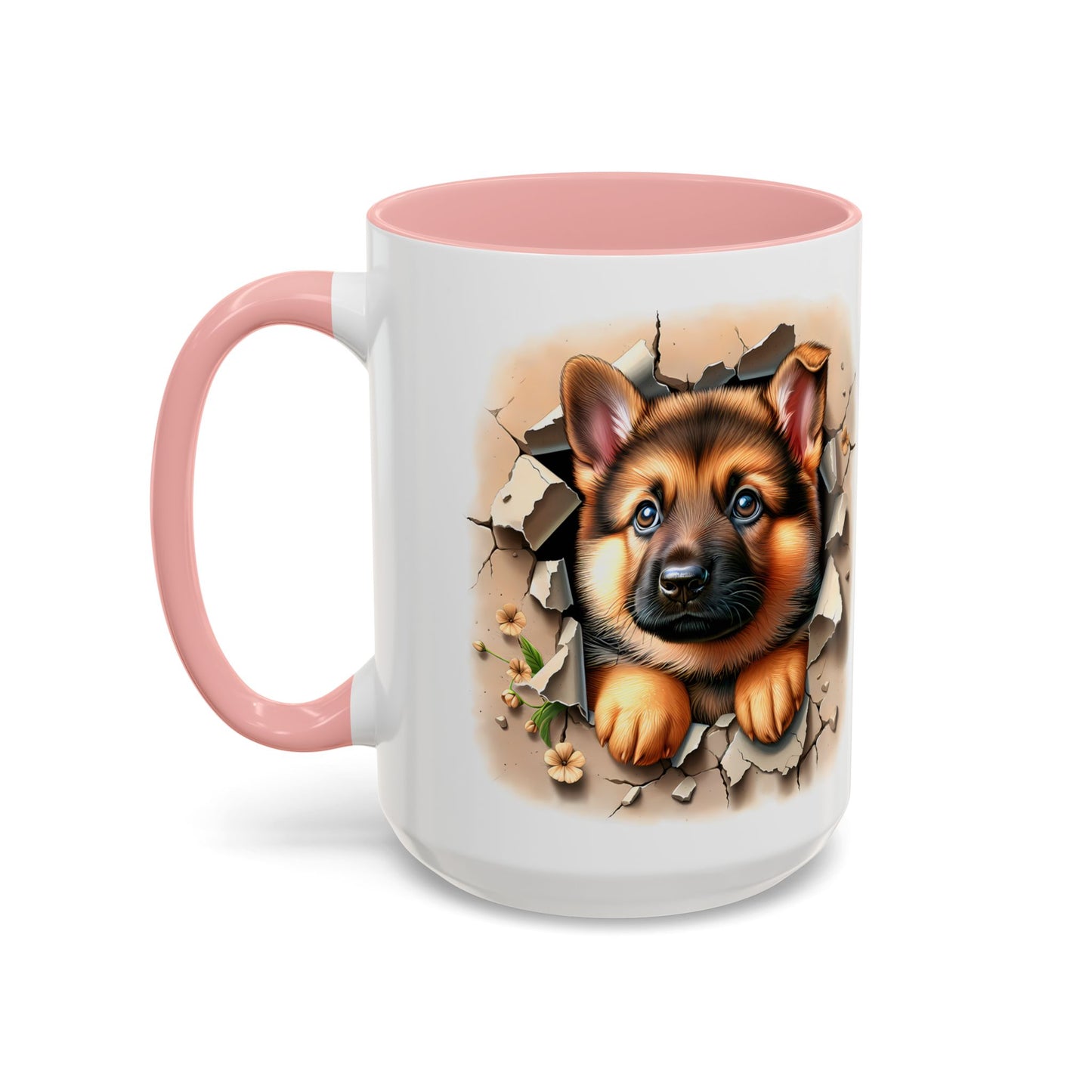 🐾☕ German Shepherd Puppy Peek Accent Mug – Loyal Pup Lover Gift ✨🖤