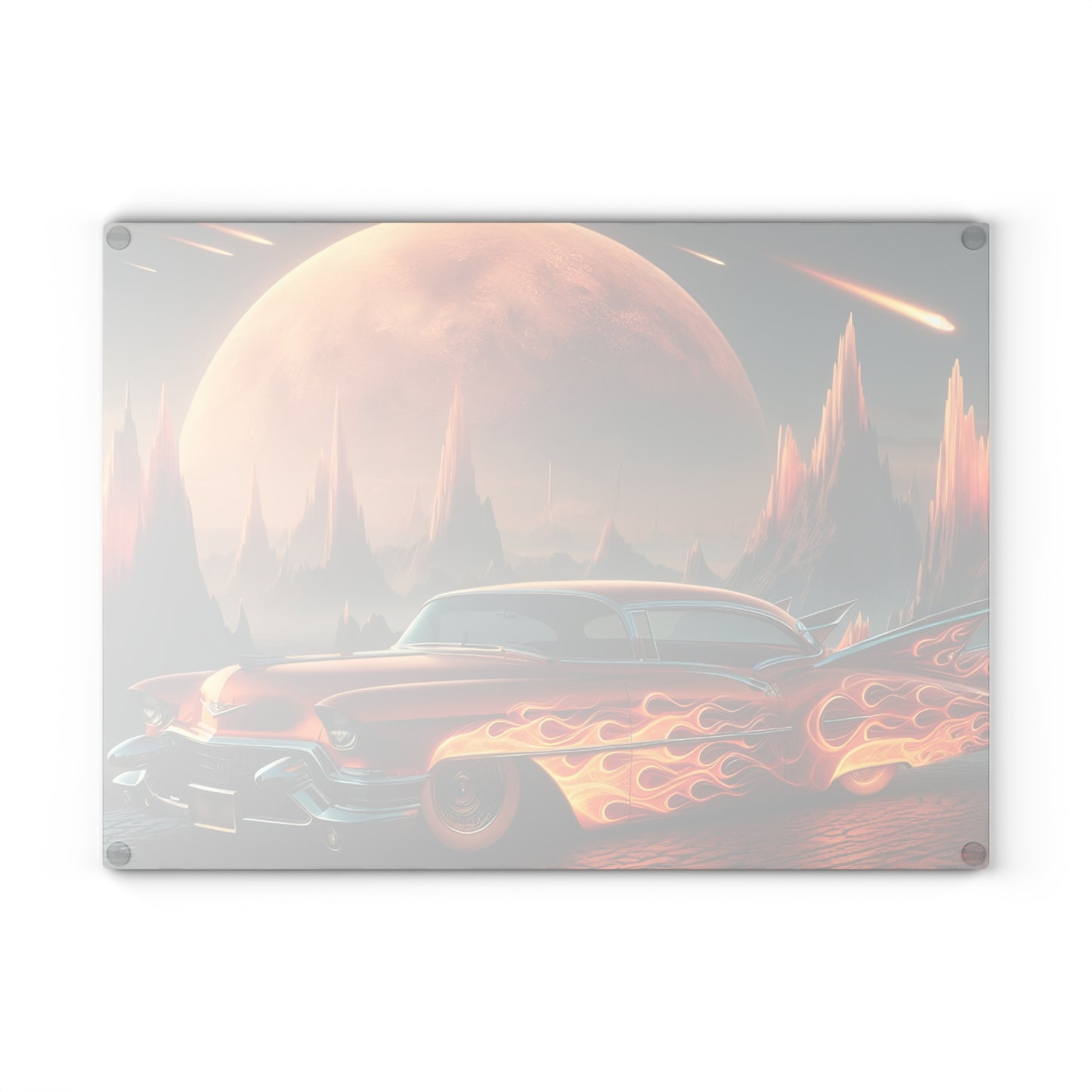 🔥 Retro Flame Classic Car Cutting Board – Bold Style for Kitchen & Garage Lovers 🚗