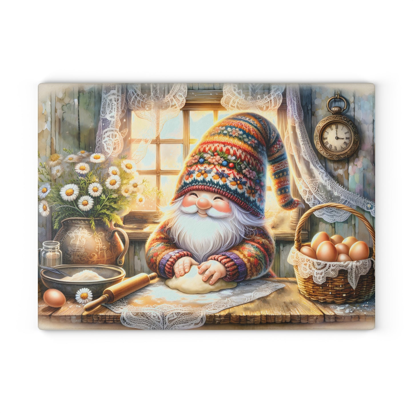 🍞🥚 Cozy Baking Gnome Cutting Board – Warm Country Charm for Your Kitchen