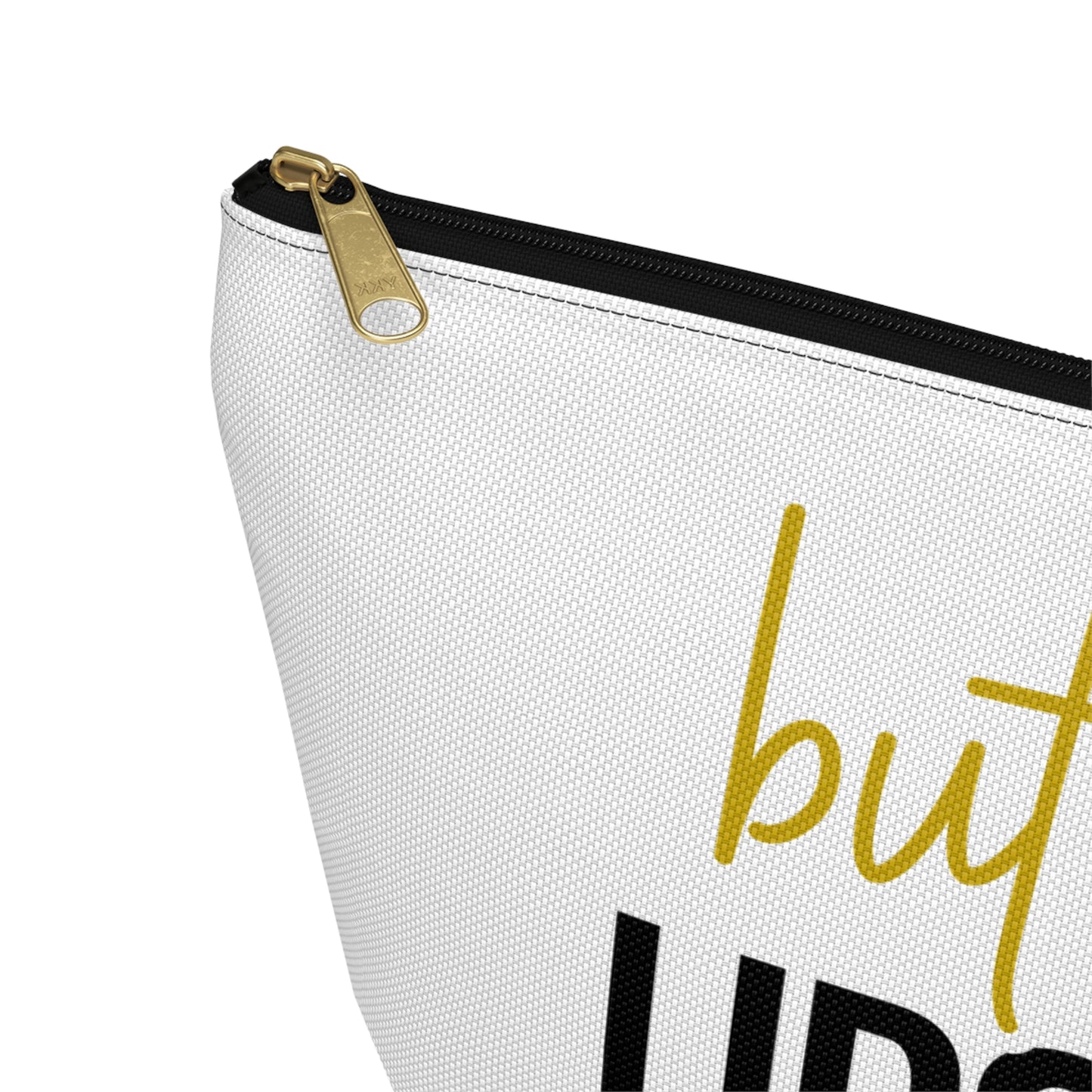 Accessory Pouch – "But First Lipstick" Yellow Makeup Bag